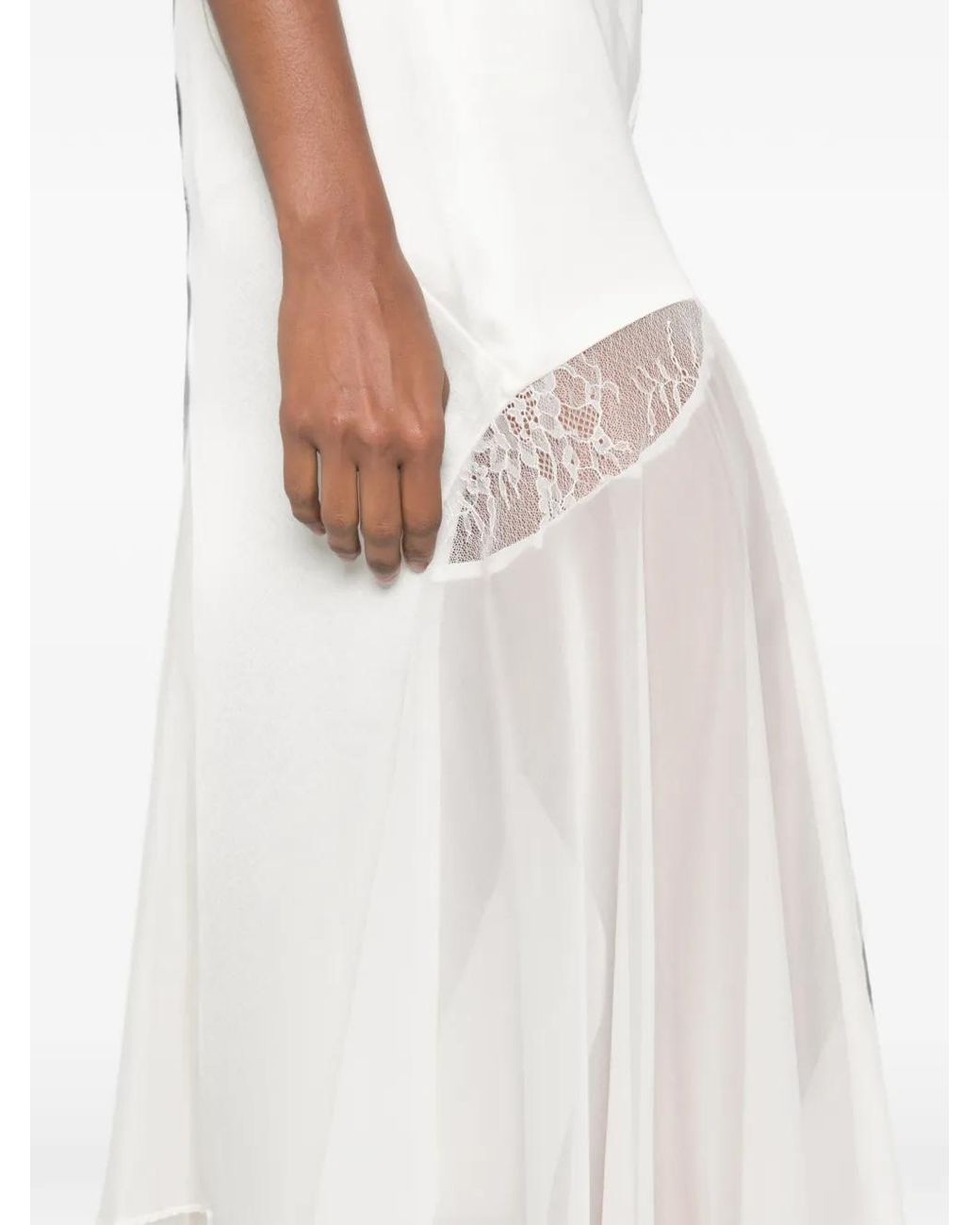 Sir White Ingrid Lace-Trim Midi Dress