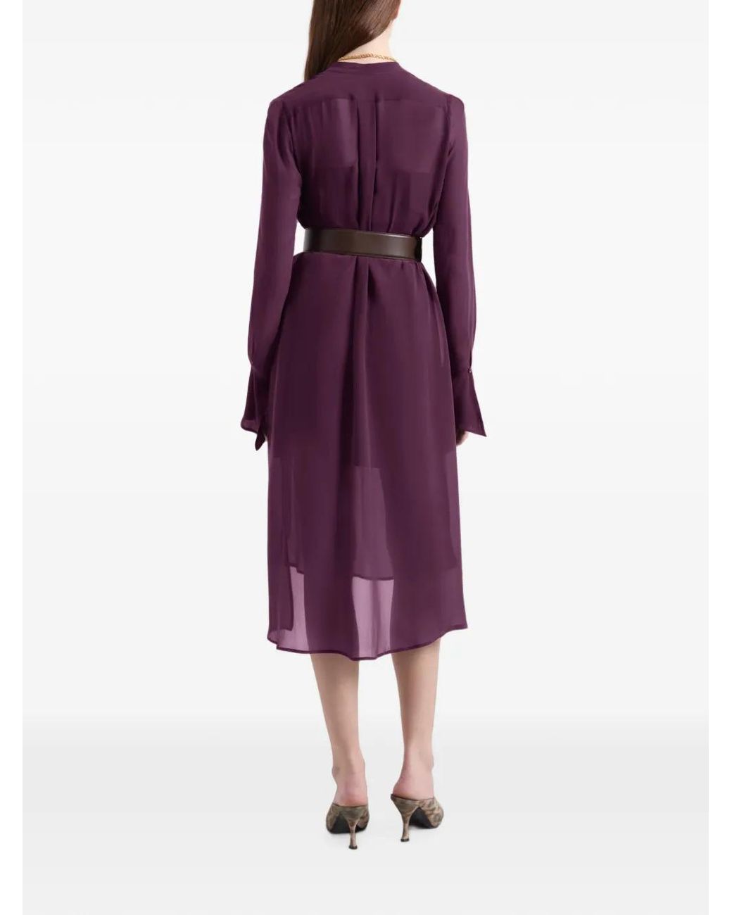 Nina Ricci Purple Robe-Chemise Mi-Longue À Boutonnière