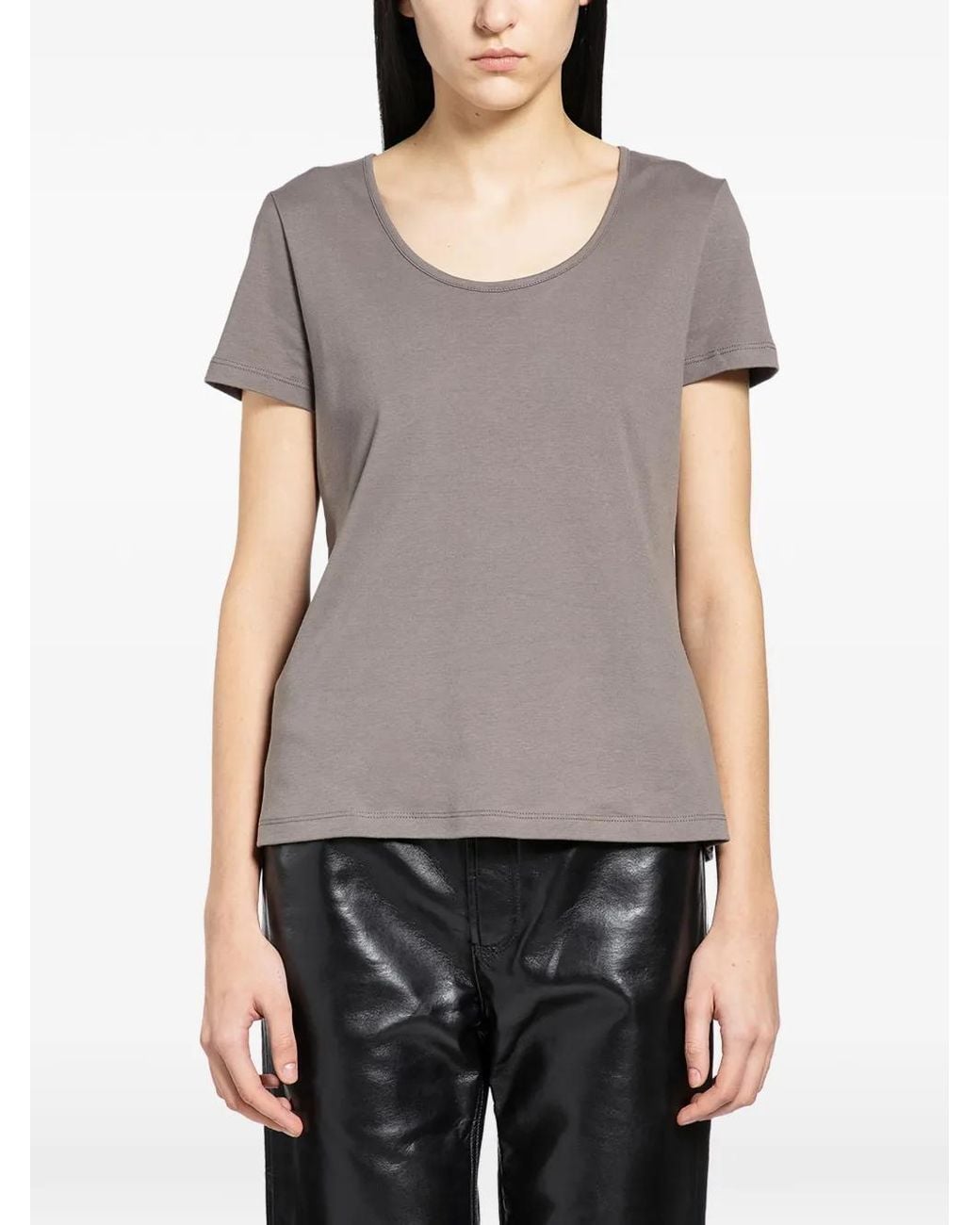 Max Mara Gray Broadcloth Wool T-Shirt