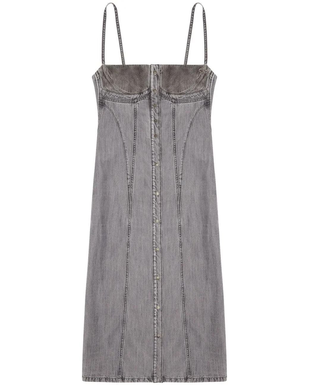 DIESEL Gray De-Dressy Denim Midi Dress