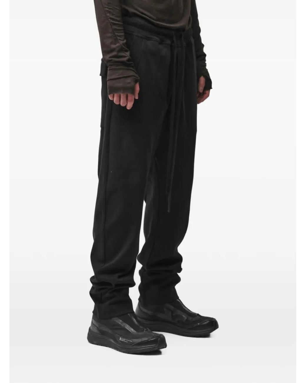 Thom Krom Black Drawstring Drop-Crotch Trousers for men