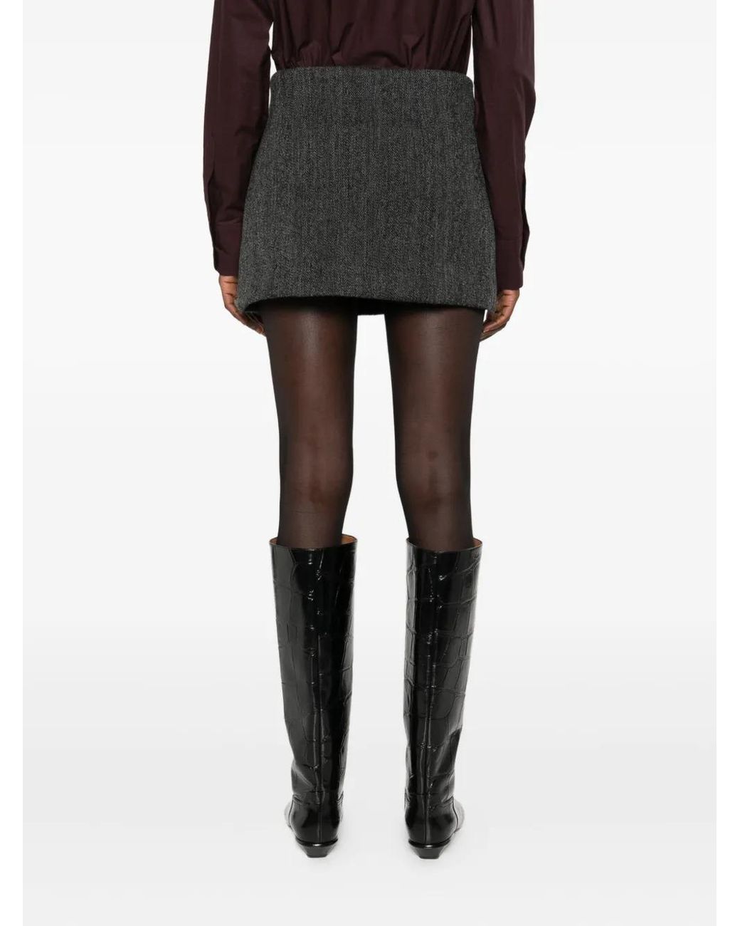 P.A.R.O.S.H. Black Herringbone Mini Skirt