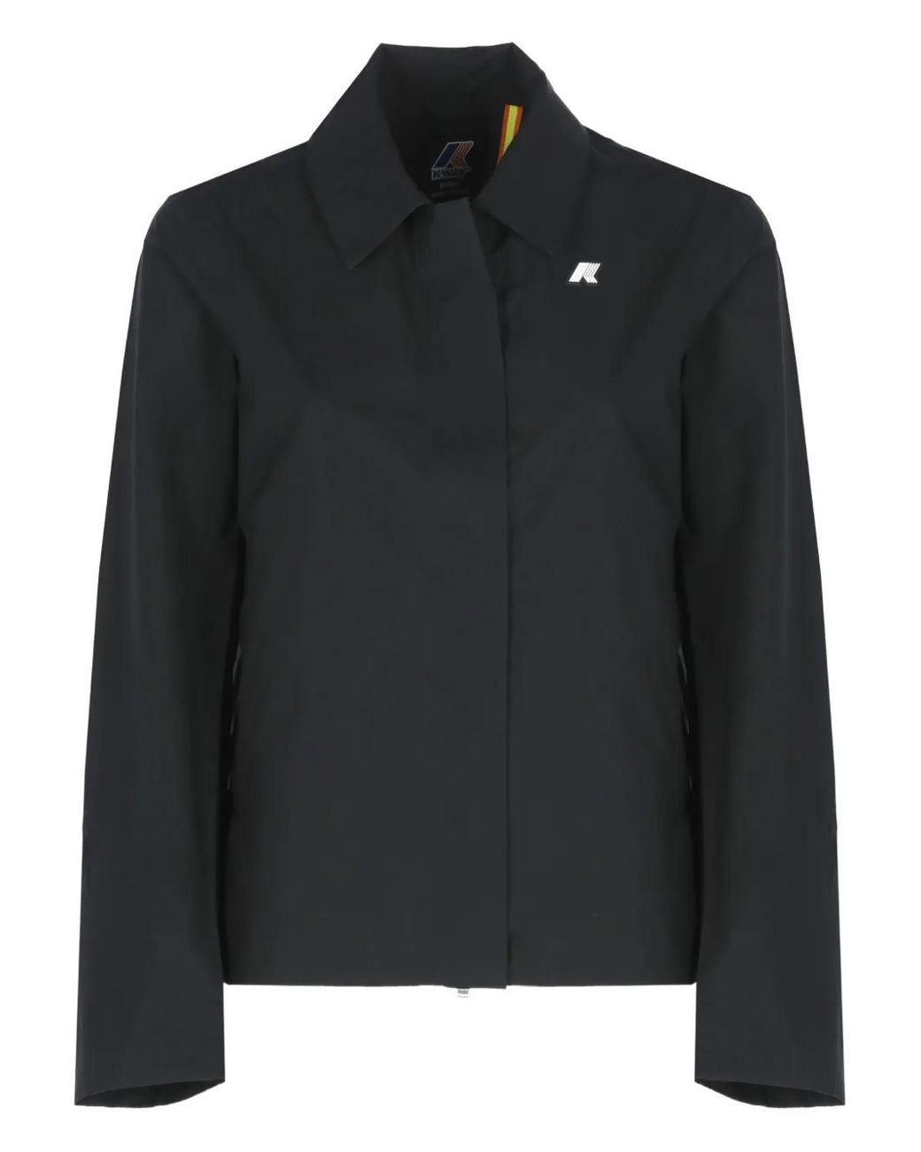 K-Way Black Logo-Plaque Collar Jacket
