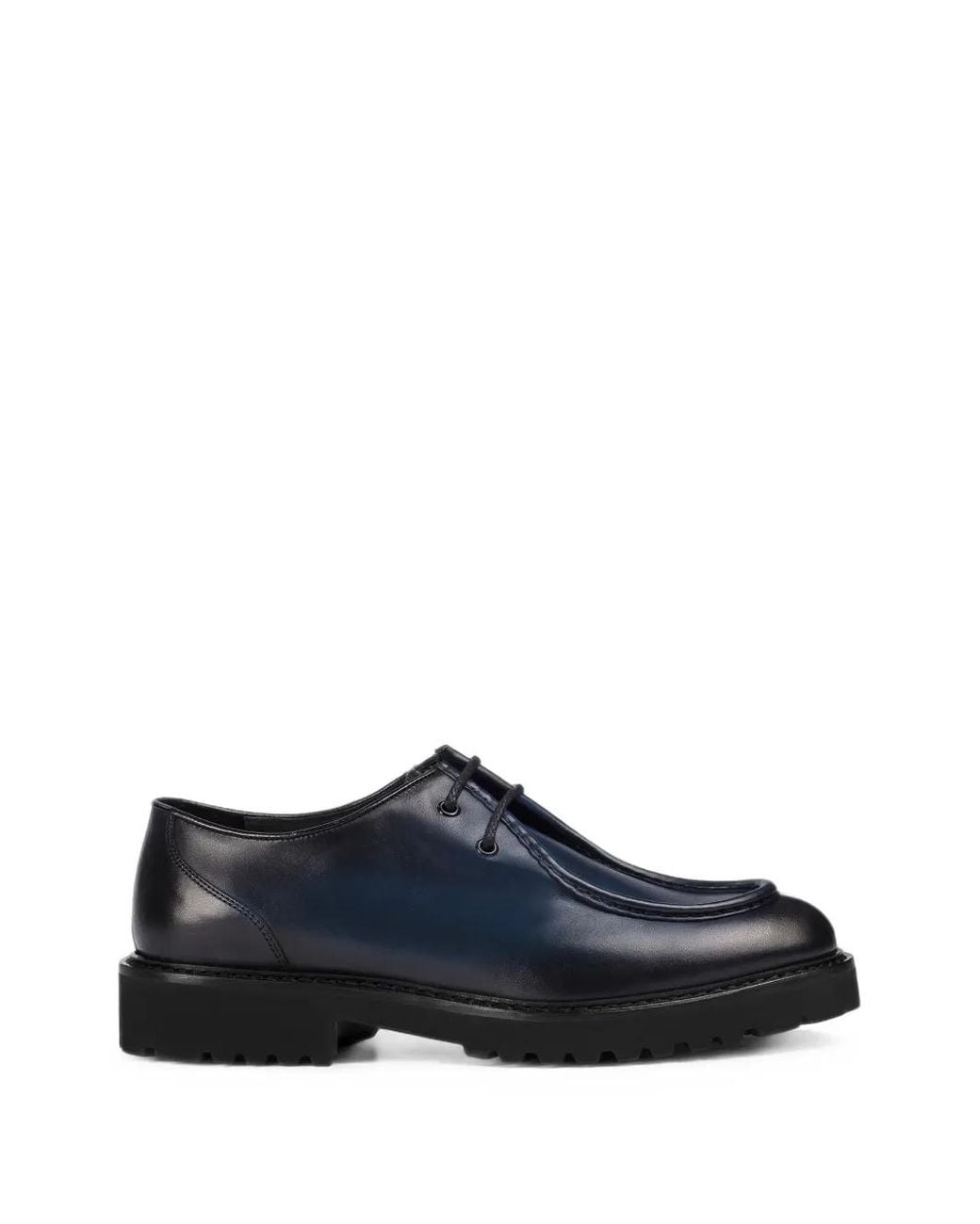 Doucal's Blue Leather Lace-Up Shoes for men