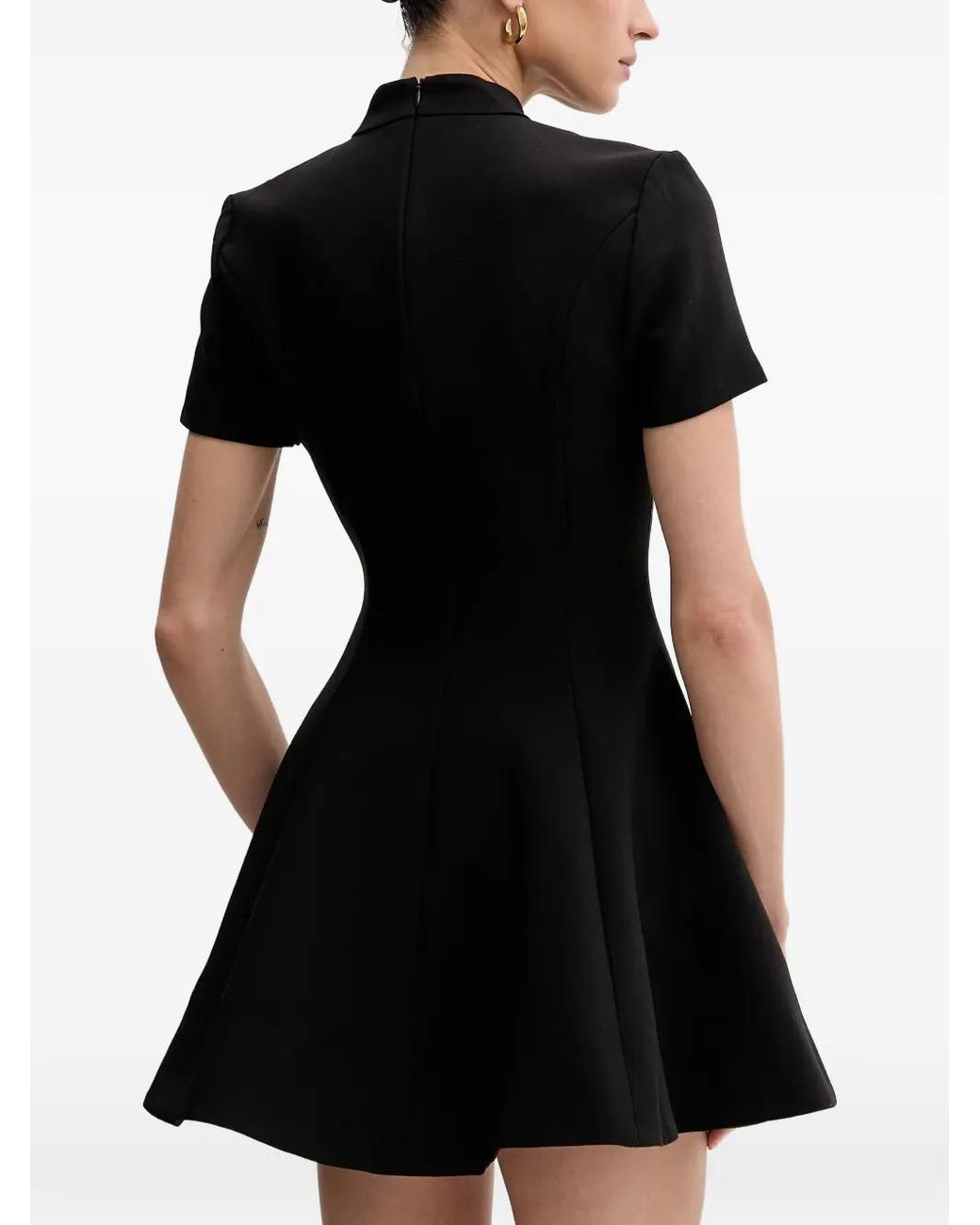 Bardot Black Zephyra Short-Sleeved Flared Mini Dress