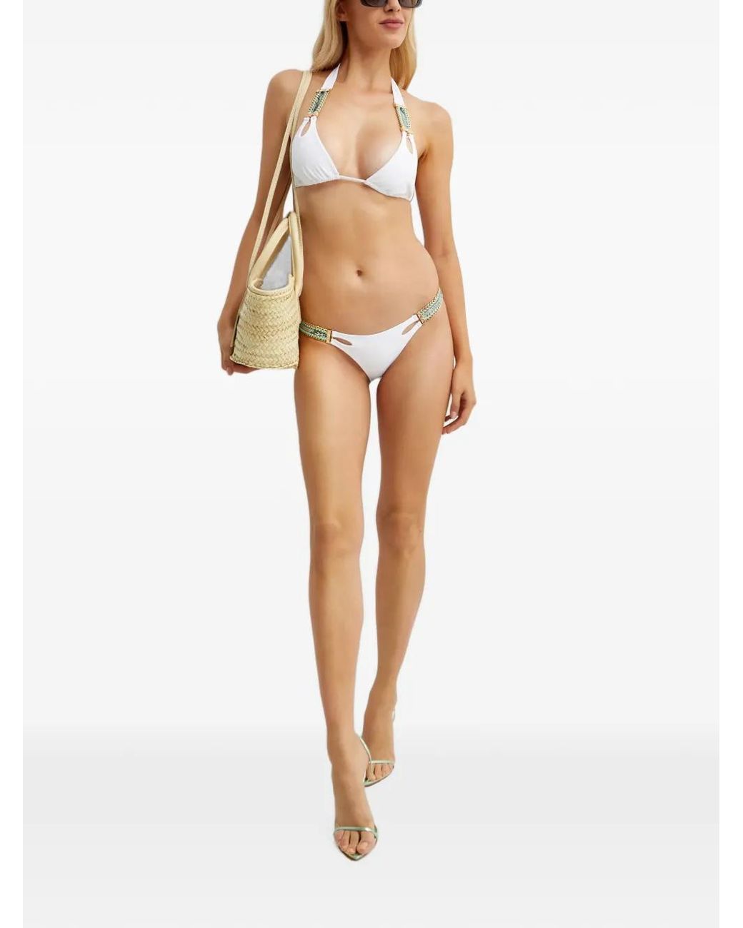 Beach Bunny White Chain-Embellishment Bikini Top