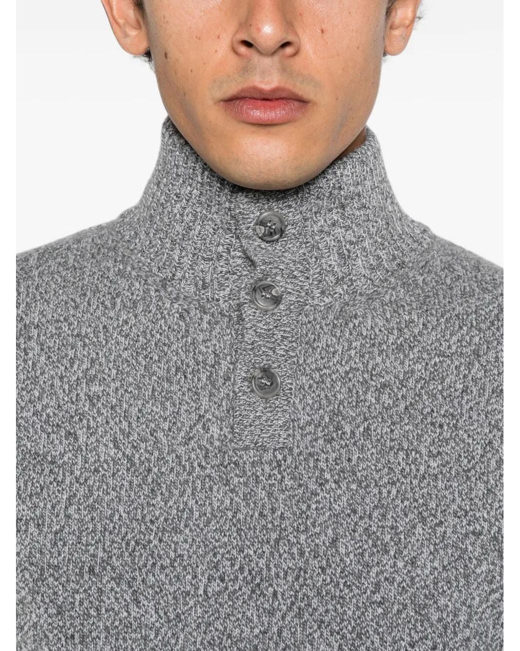Daniele Fiesoli Gray Button-Up Melange Sweater for men