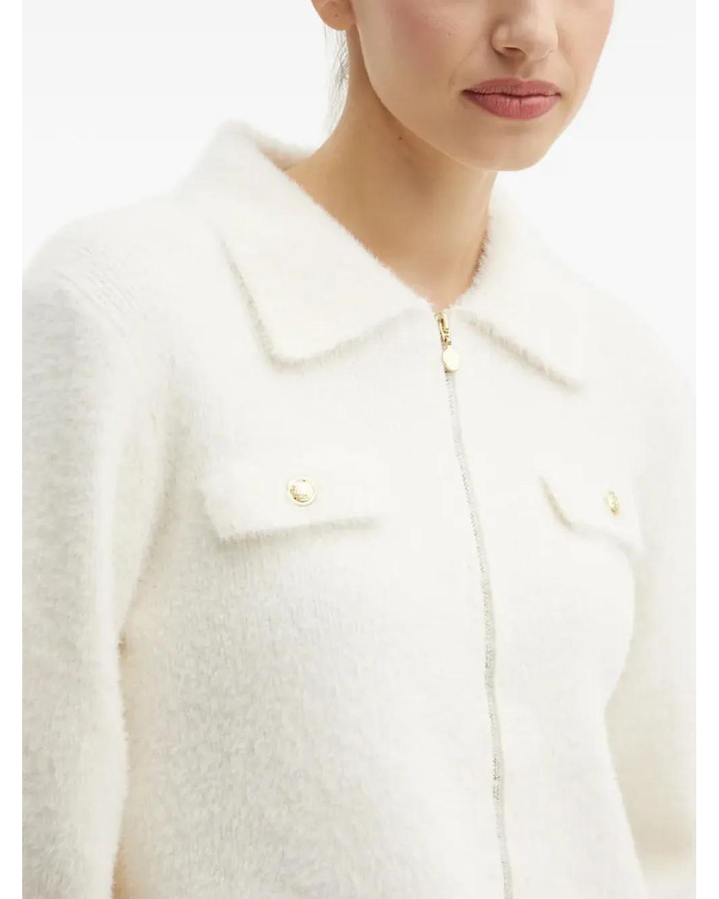 Morgan White Zip-Up Cardigan