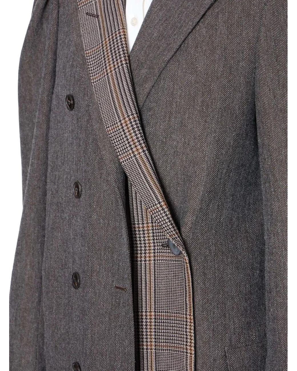 Kolor Gray Herringbone Panelled Coat