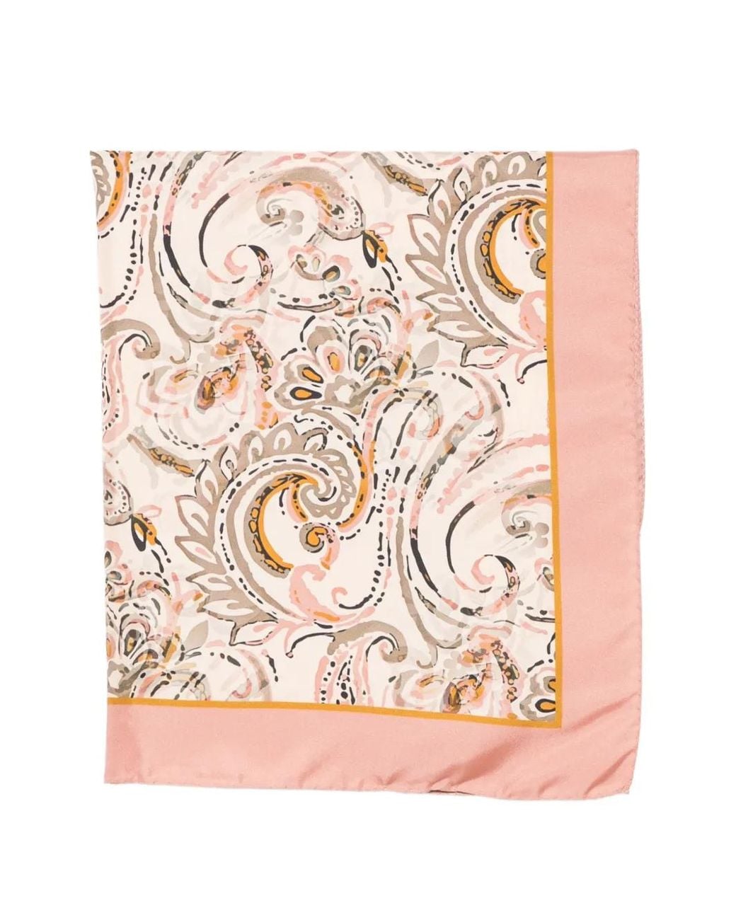D'Aniello Pink Paisley-Print Silk Scarf