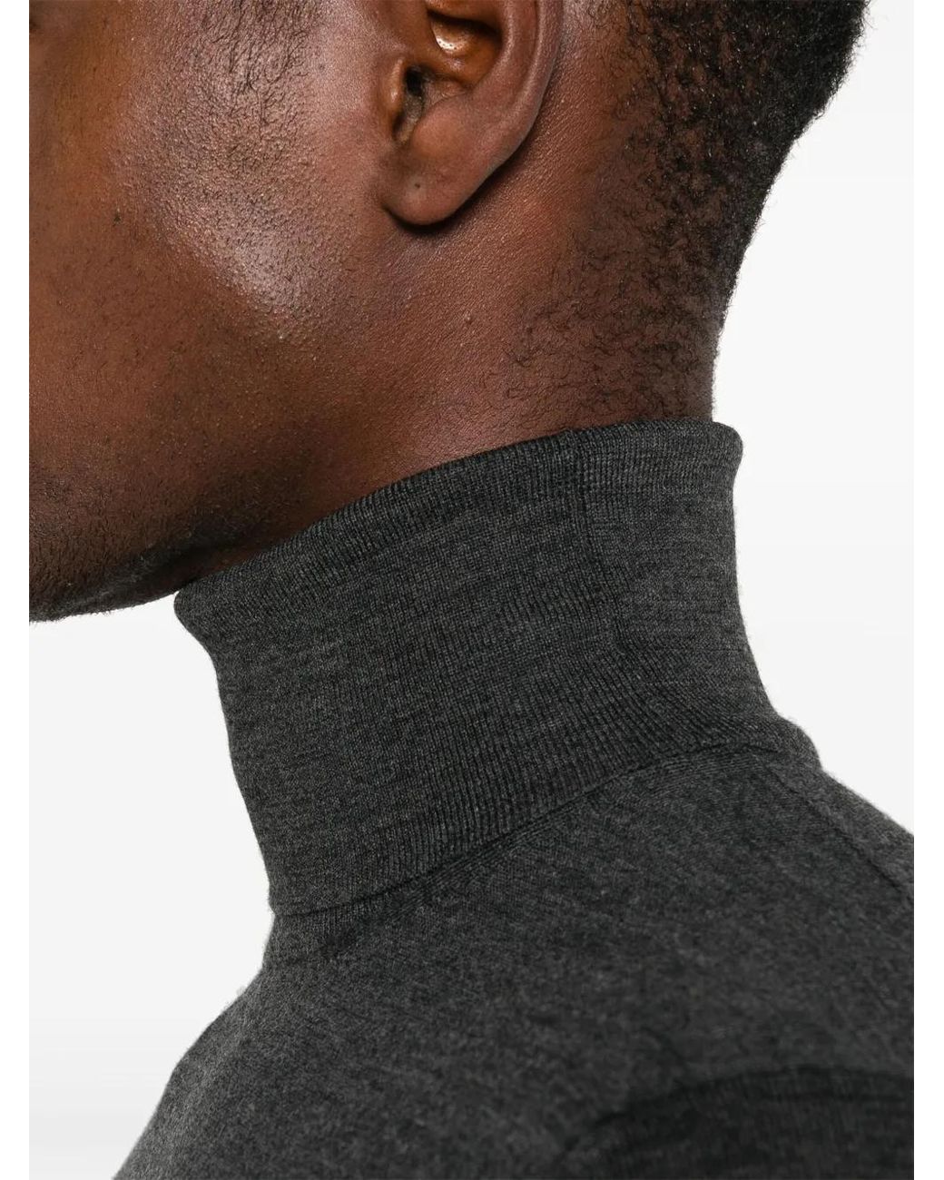 GOES BOTANICAL Blue Fine Knit Merino Wool Roll-Neck Sweater for men