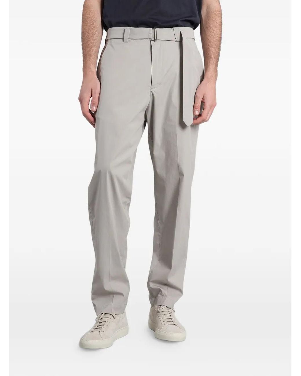 Low Brand Gray Virgil Belted Trousers for men