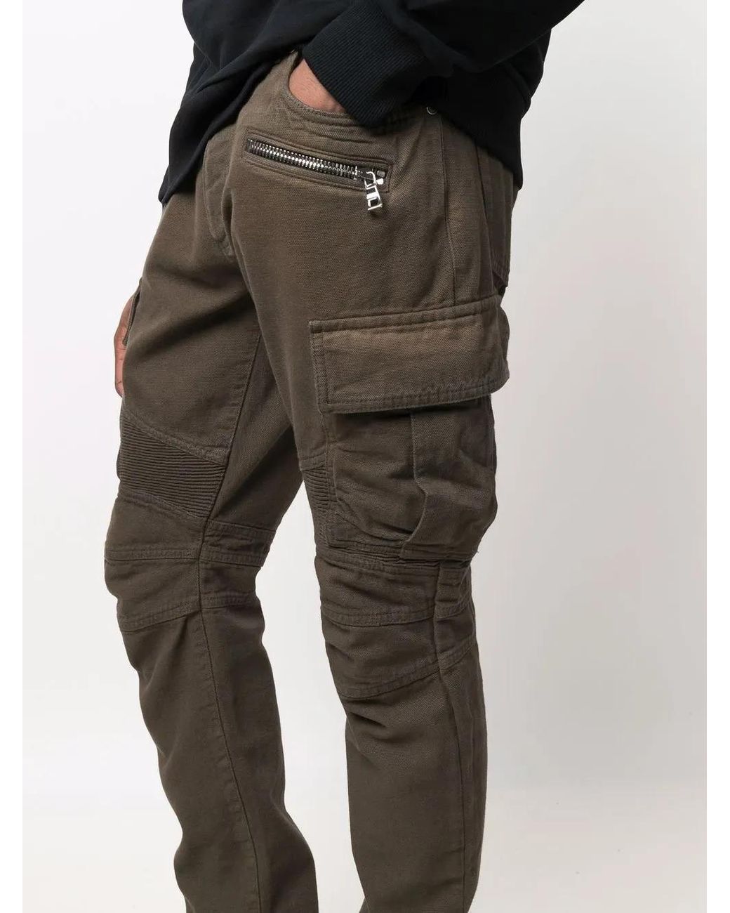 Balmain Gray Skinny-Fit Cargo Trousers for men
