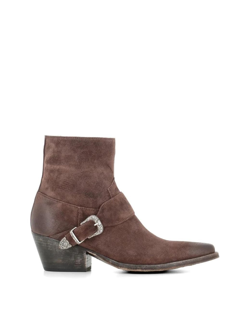 Sartore Brown Buckle Suede Boots