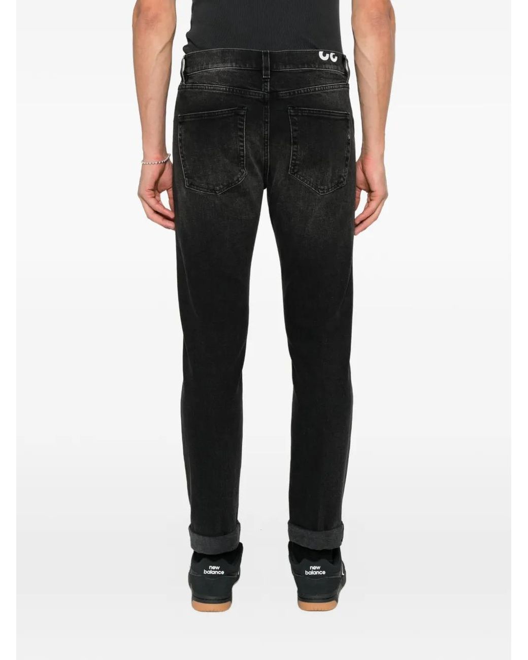 Dondup Black Faded-Effect Slim-Fit Jeans for men