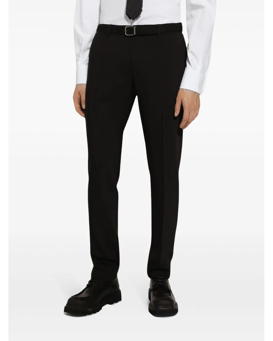 Dolce & Gabbana Black Wool Trousers for men