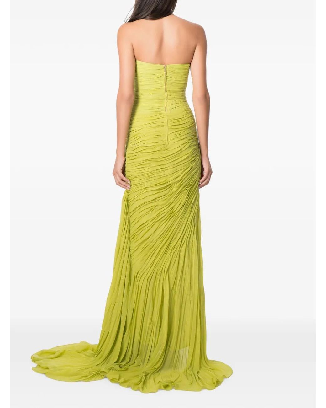 NORINA ST Yellow Viva Ruched Strapless Maxi Dress