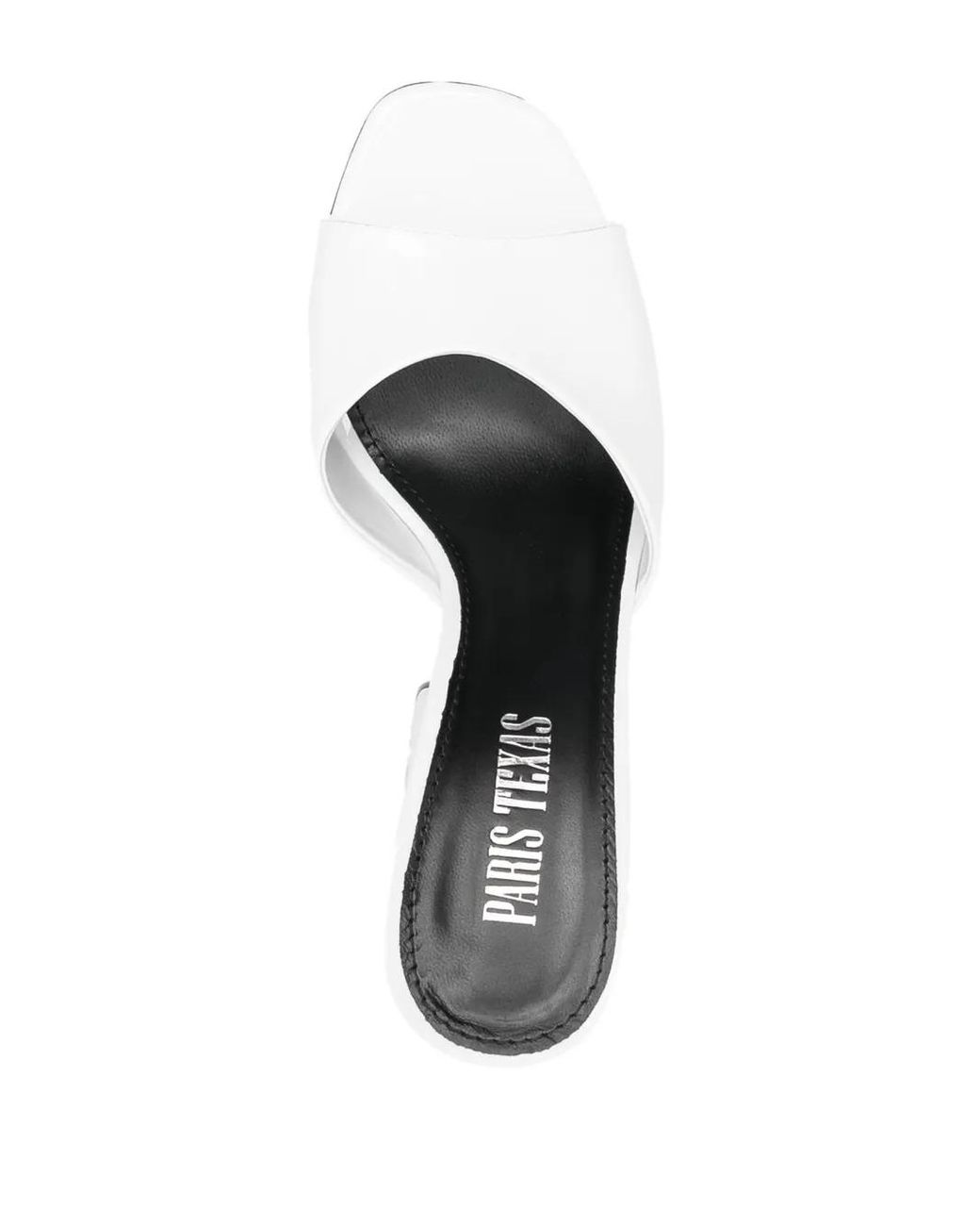 Paris Texas White Open-Toe Mules With Mid-Height Block Heel