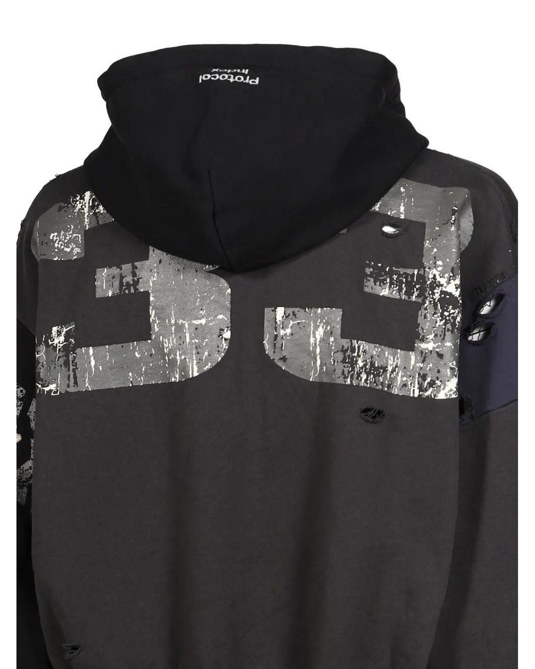 Protocol Index Black Distressed Appliqué Jacket for men