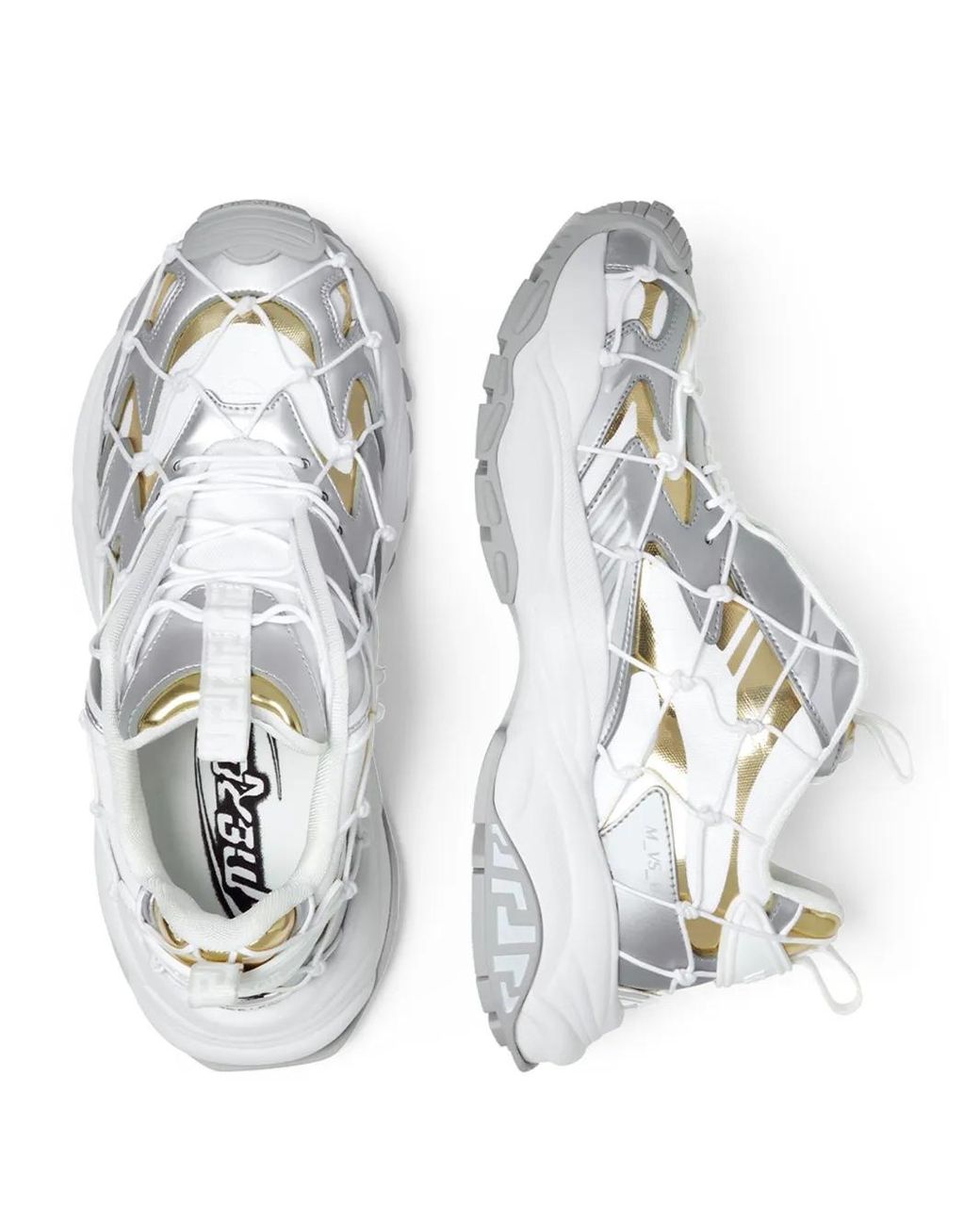 Versace Gray Color-Block Sneakers With Metallic Accents for men