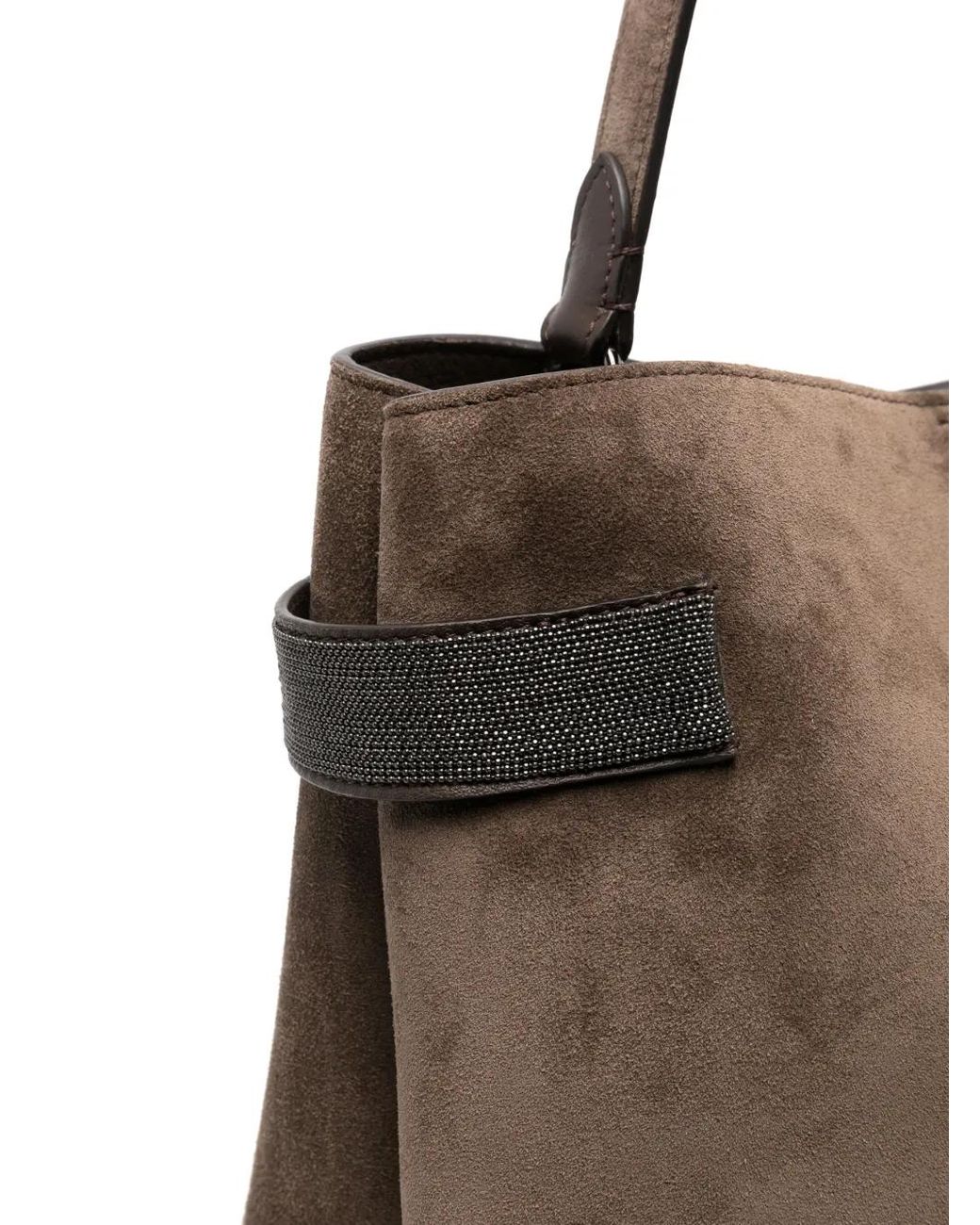 Brunello Cucinelli Brown Suede Tote Bag