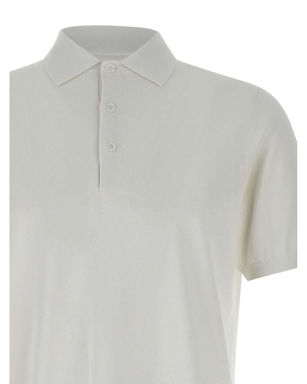 Kangra White Ribbed-Edge Short-Sleeve Polo Shirt for men