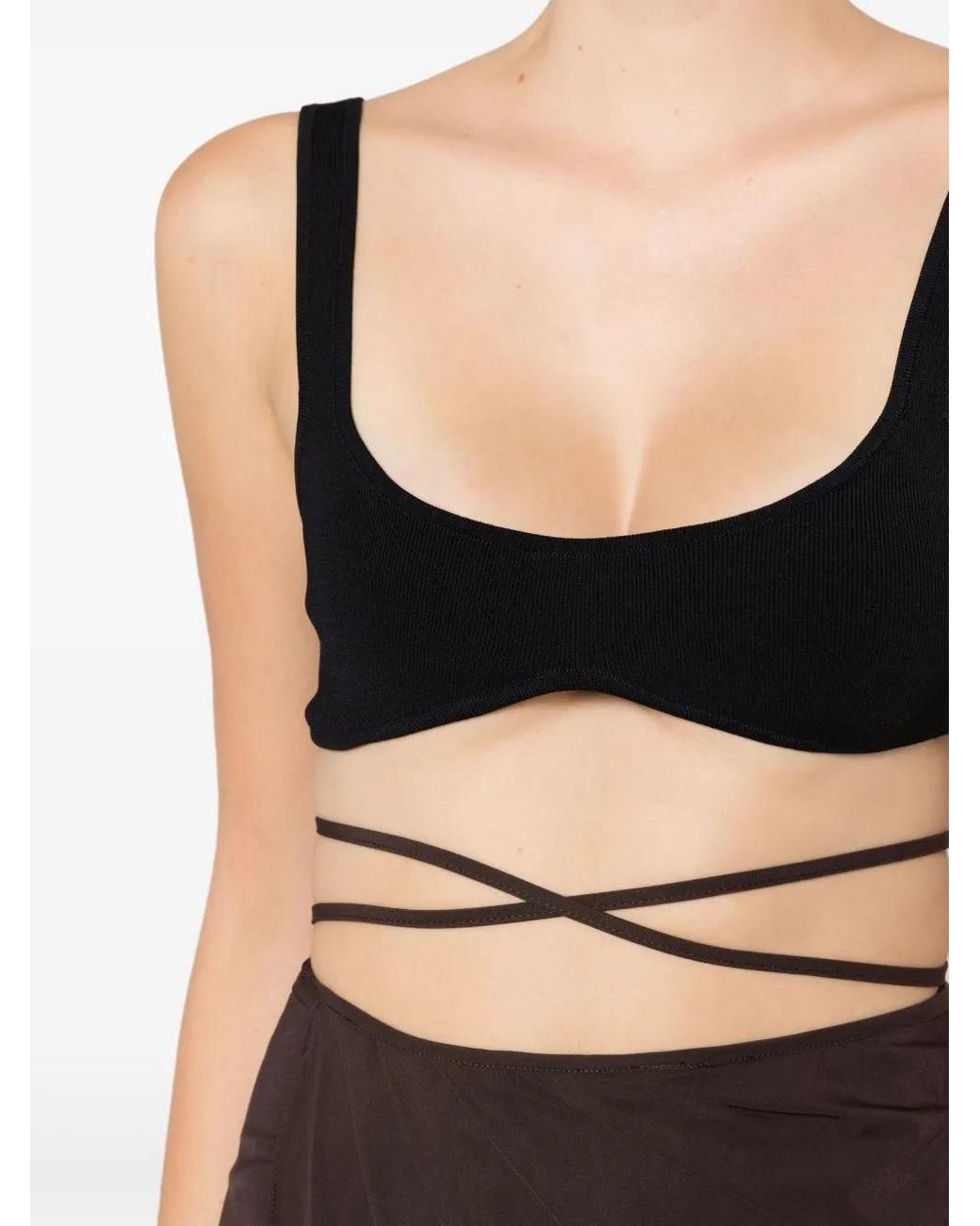 Christopher Esber Black Minuscule Ribbed Bralette Top