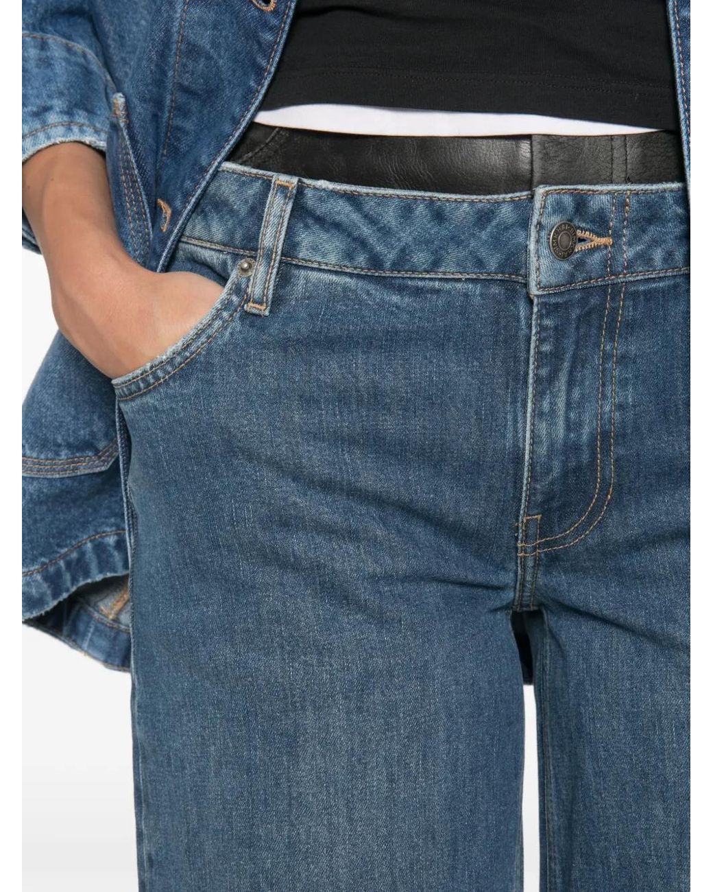 Jonathan Simkhai Blue Jean À Taille Superposée