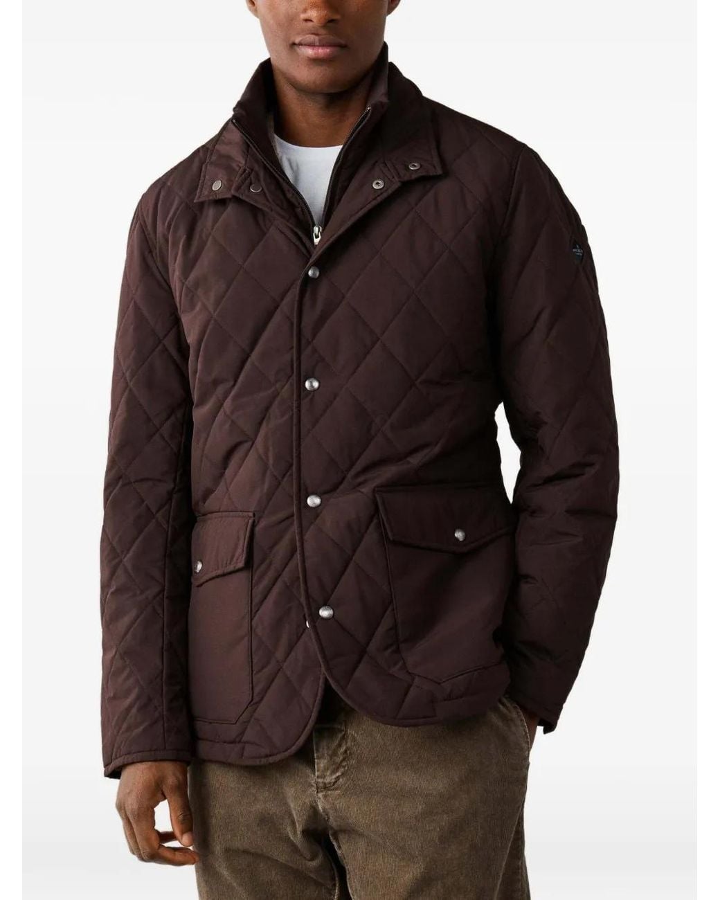 Hackett Brown Paddock Diamond-Quilted Jacket for men