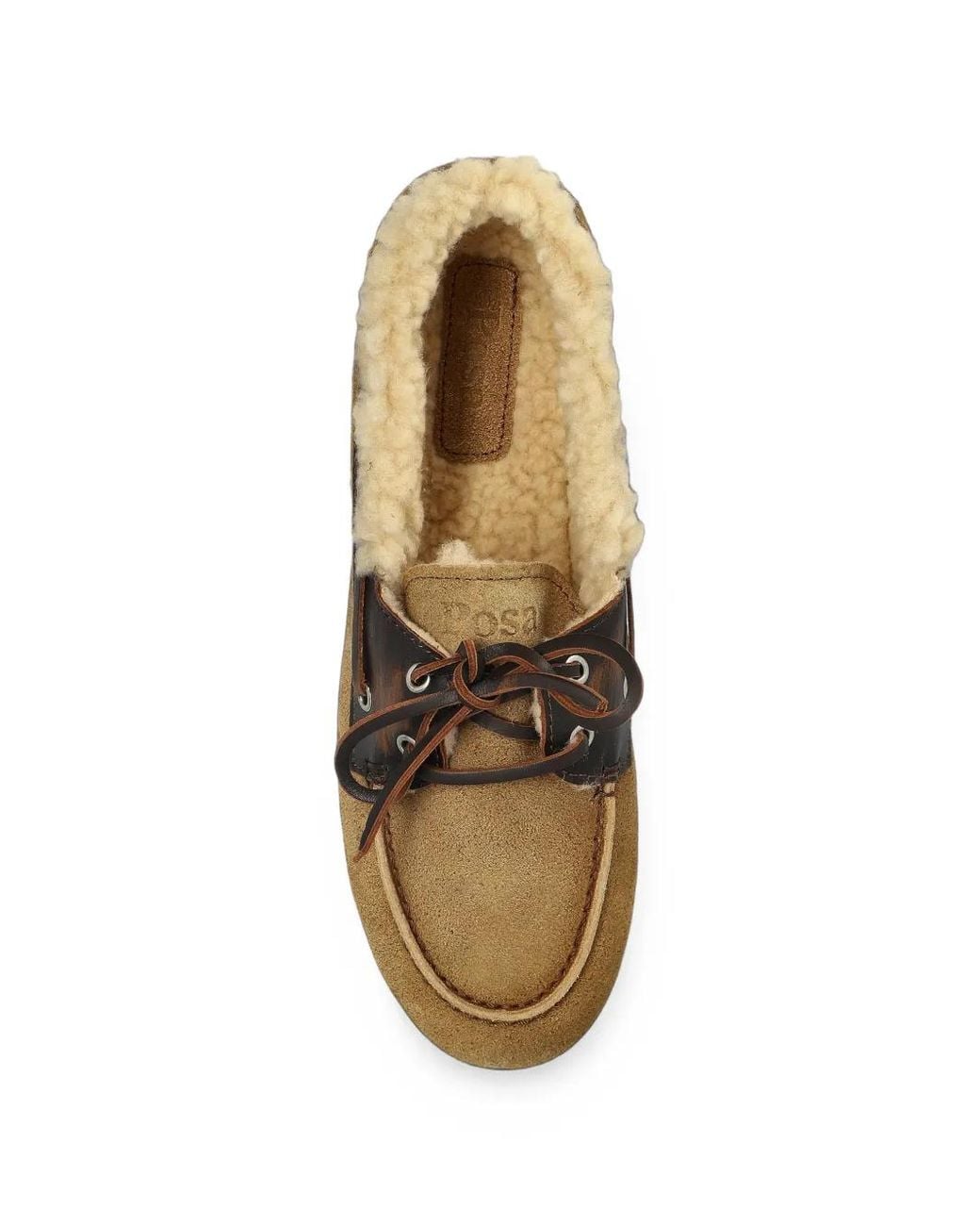 POSA Brown Shearling-Lined Leather Boat Shoes