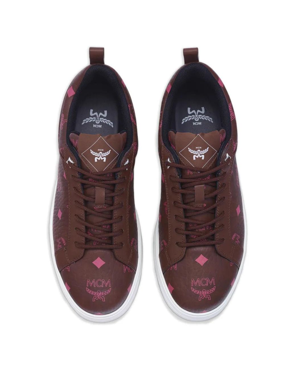 MCM Brown Baskets Neo Terrain En Cuir À Motif Monogrammé