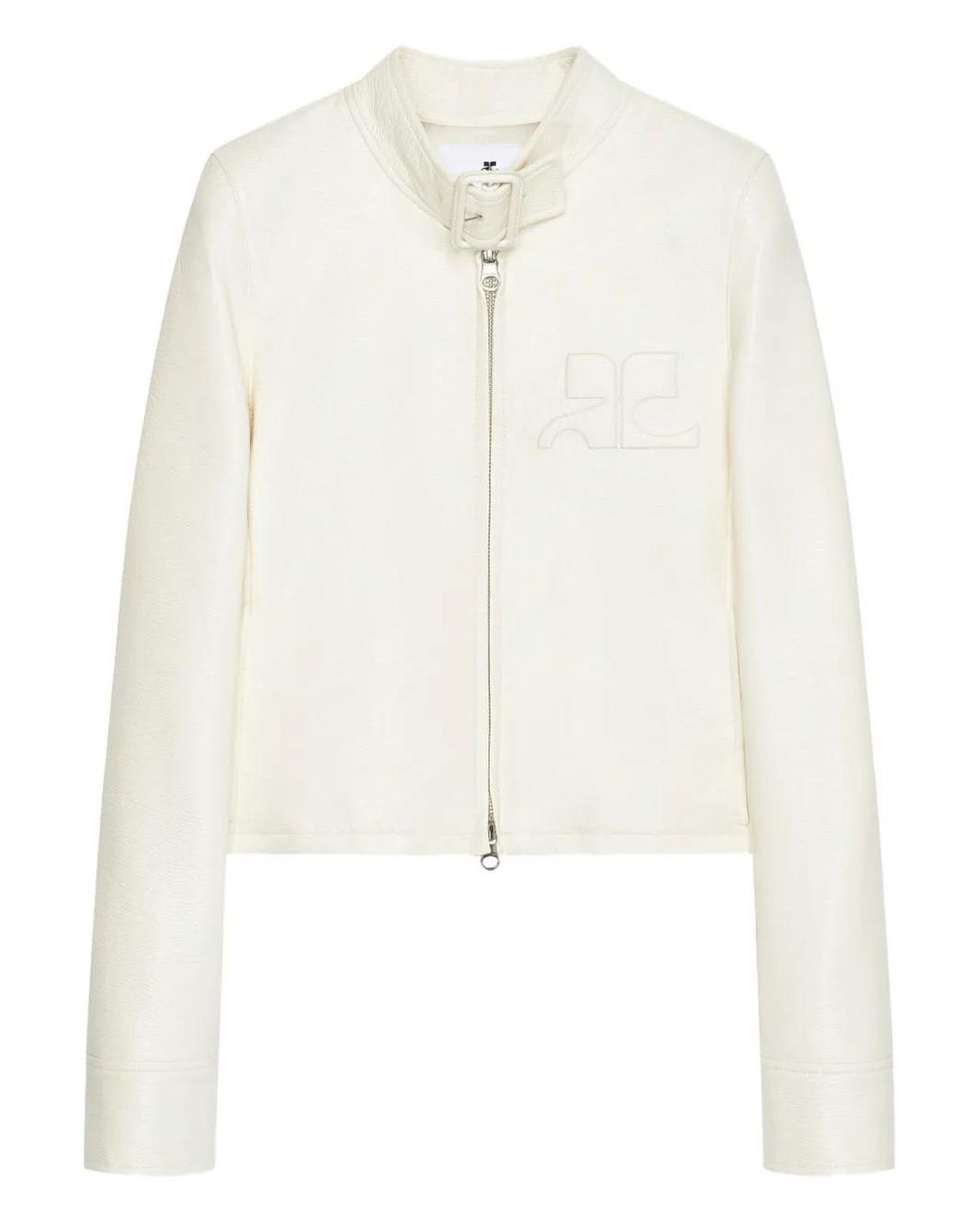 Courreges White Courregès City Jacket With Buckle Neck And Logo Detail