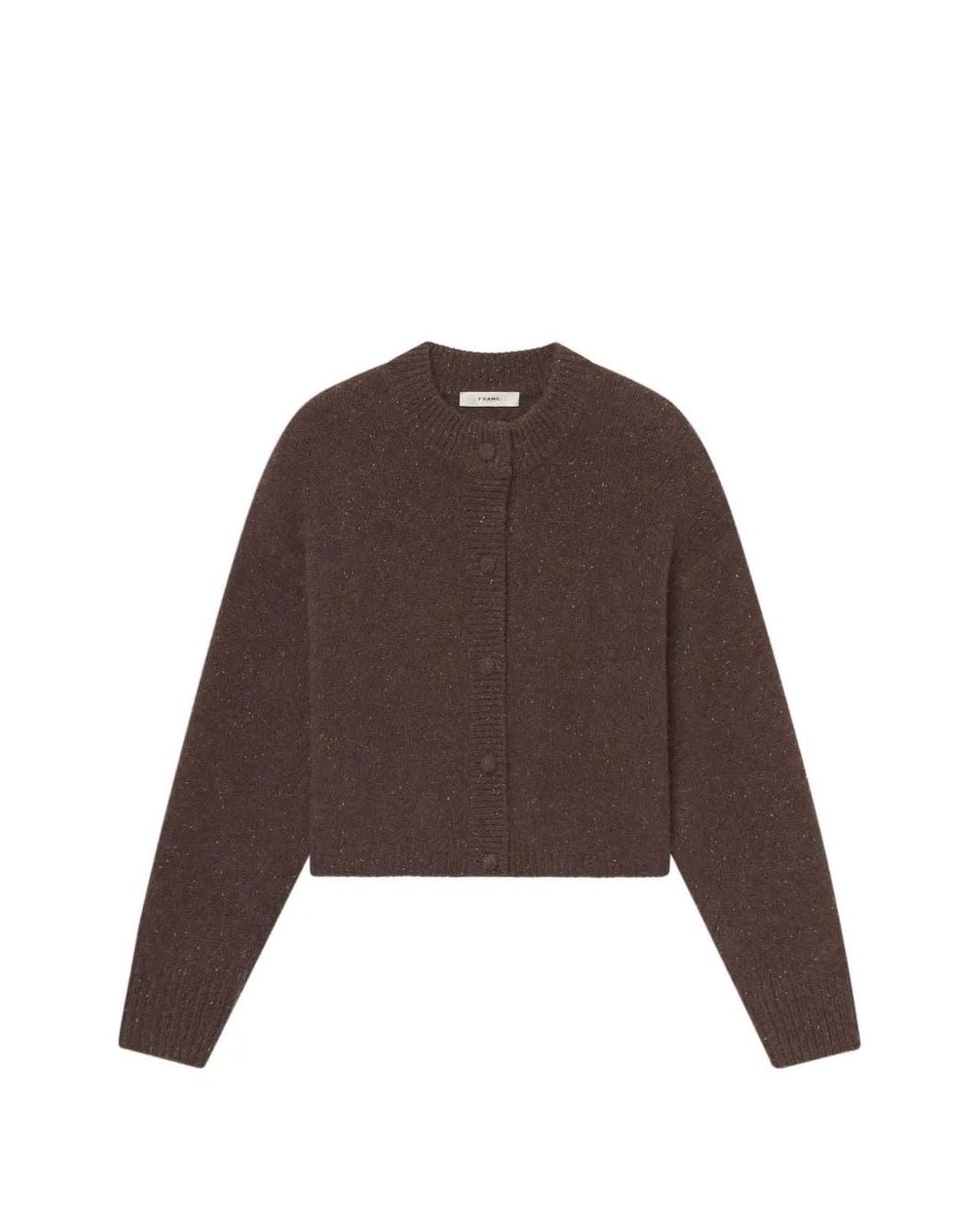 FRAME Brown Flecked Button-Up Cardigan