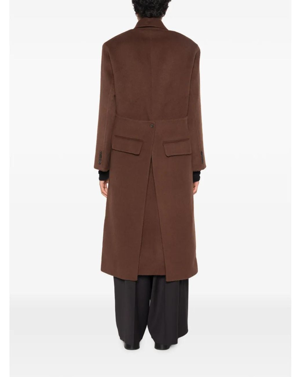 Source Unknown Brown Manteau Hutton À Boutonnière Croisée