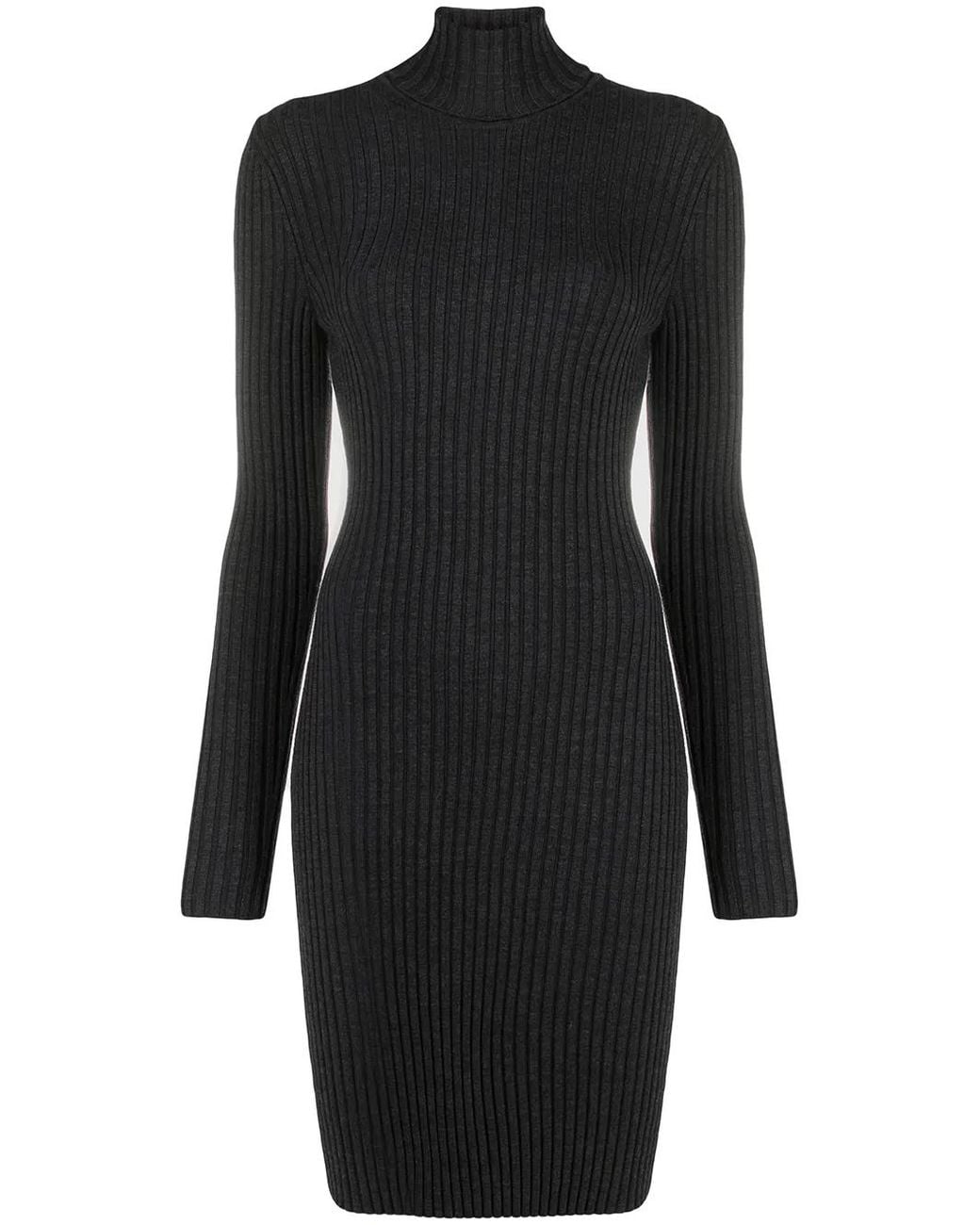 Wolford Black Ribbed Knit Turtleneck Dress