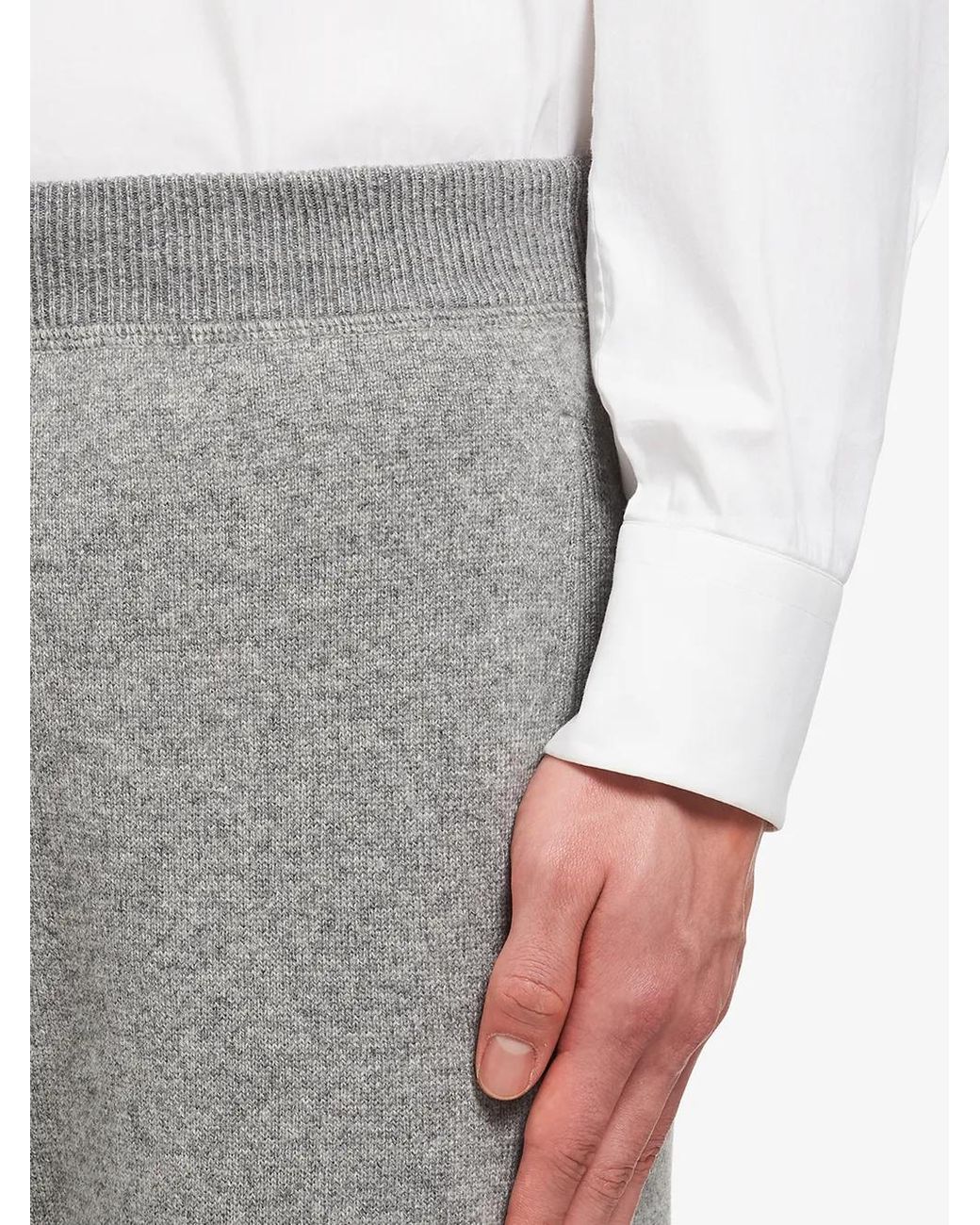 Prada Gray Cashmere Knitted Track Pants for men