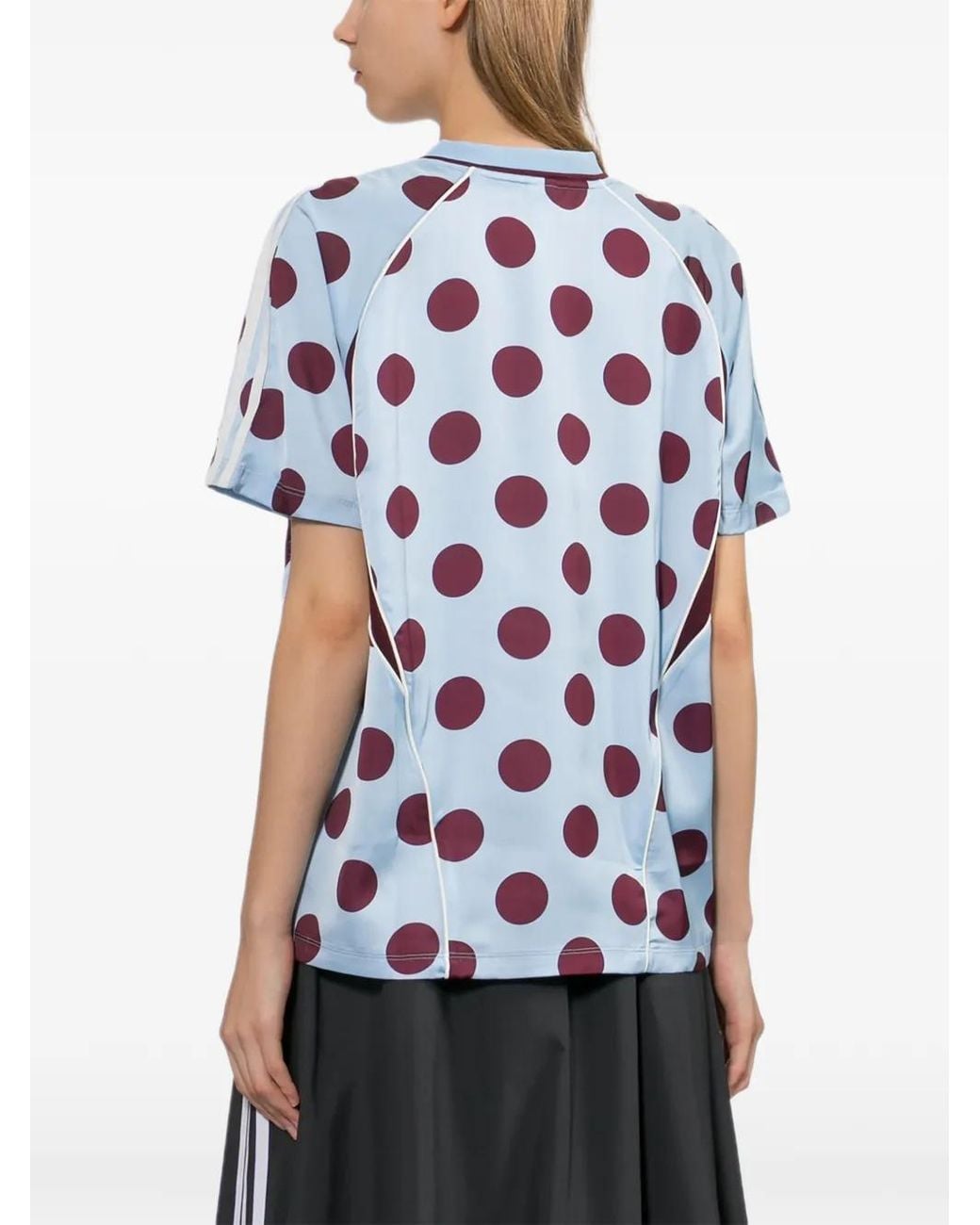 Adidas Blue Polka-Dot V-Neck T-Shirt