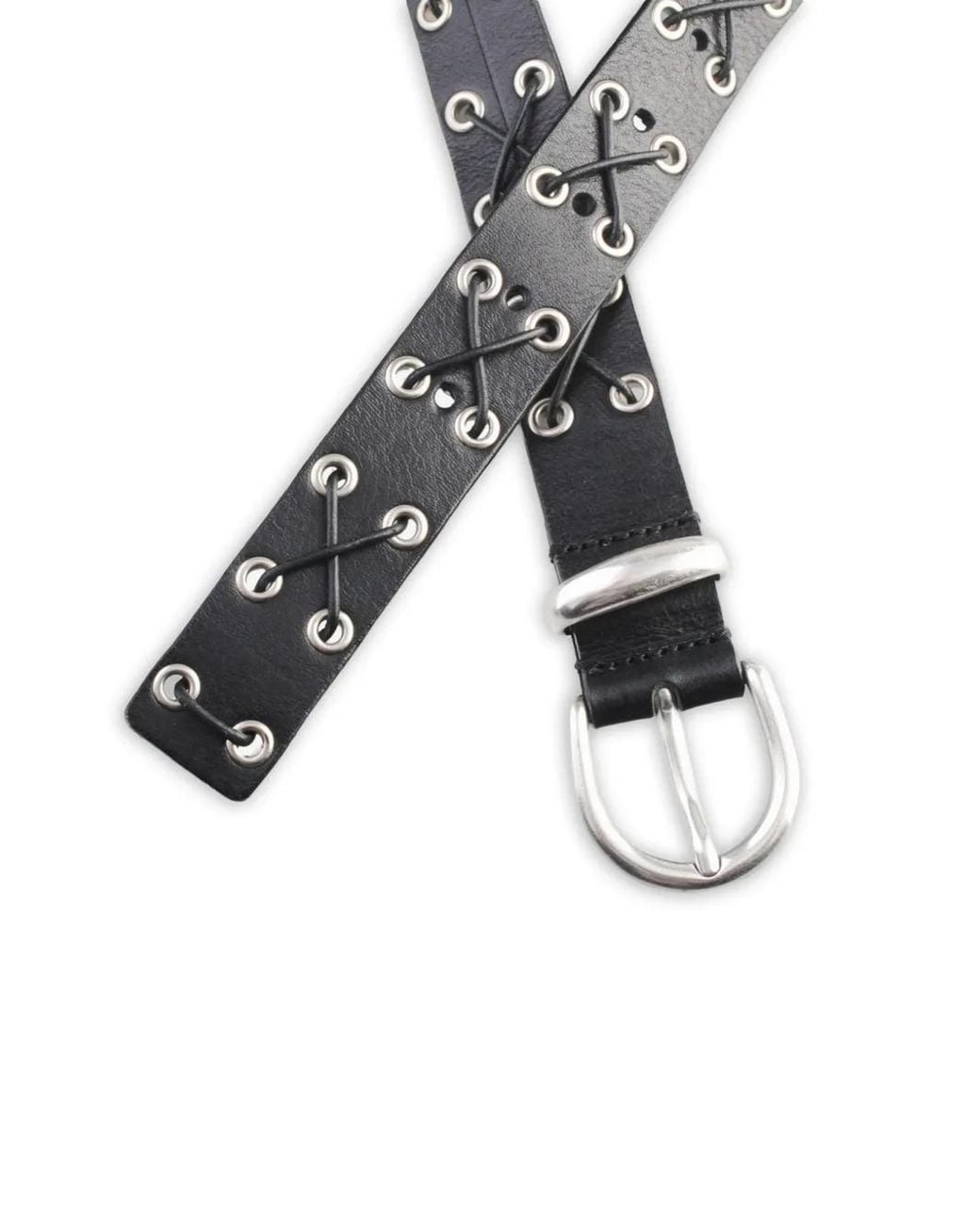 MOLEBO Black Ceinture En Cuir À Détails D'Œillets