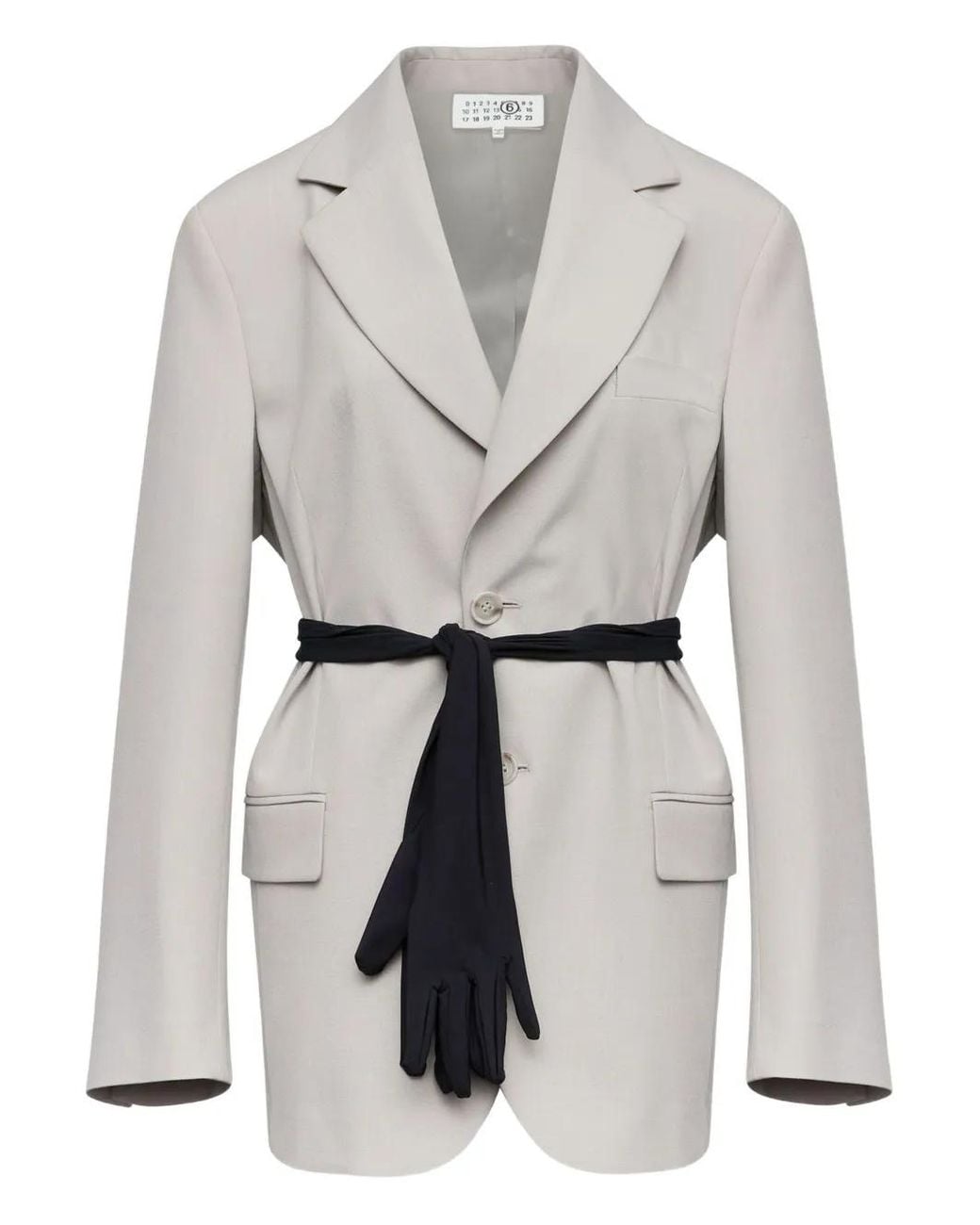 MM6 by Maison Margiela White Wool-Blend Blazer With Gloves
