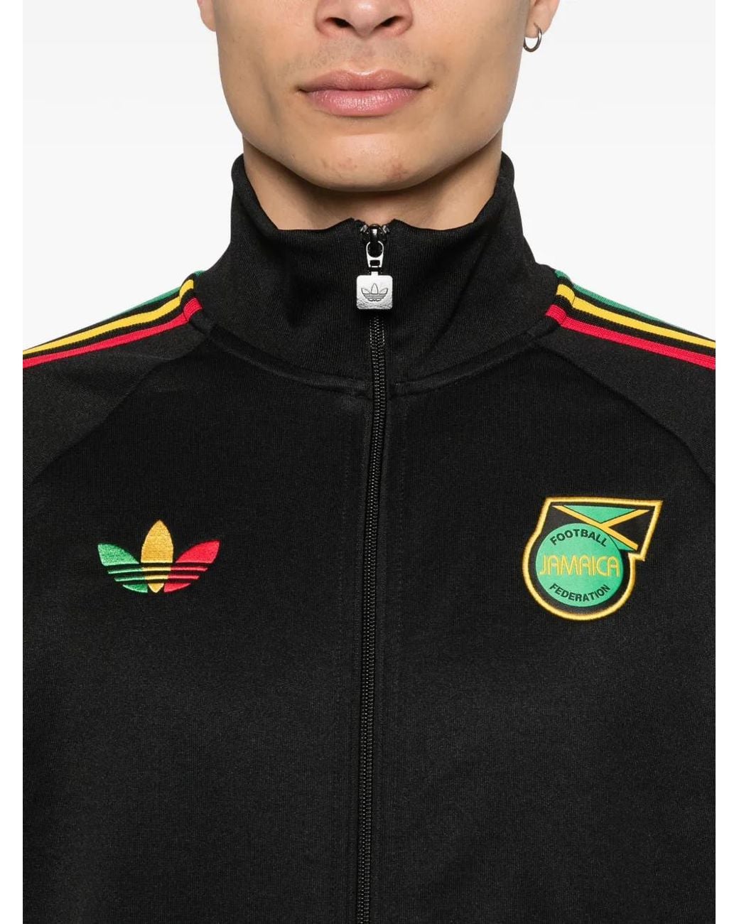 Adidas Black X Jamaica X Bob Marley Originals Striped Zipped Jacket for men