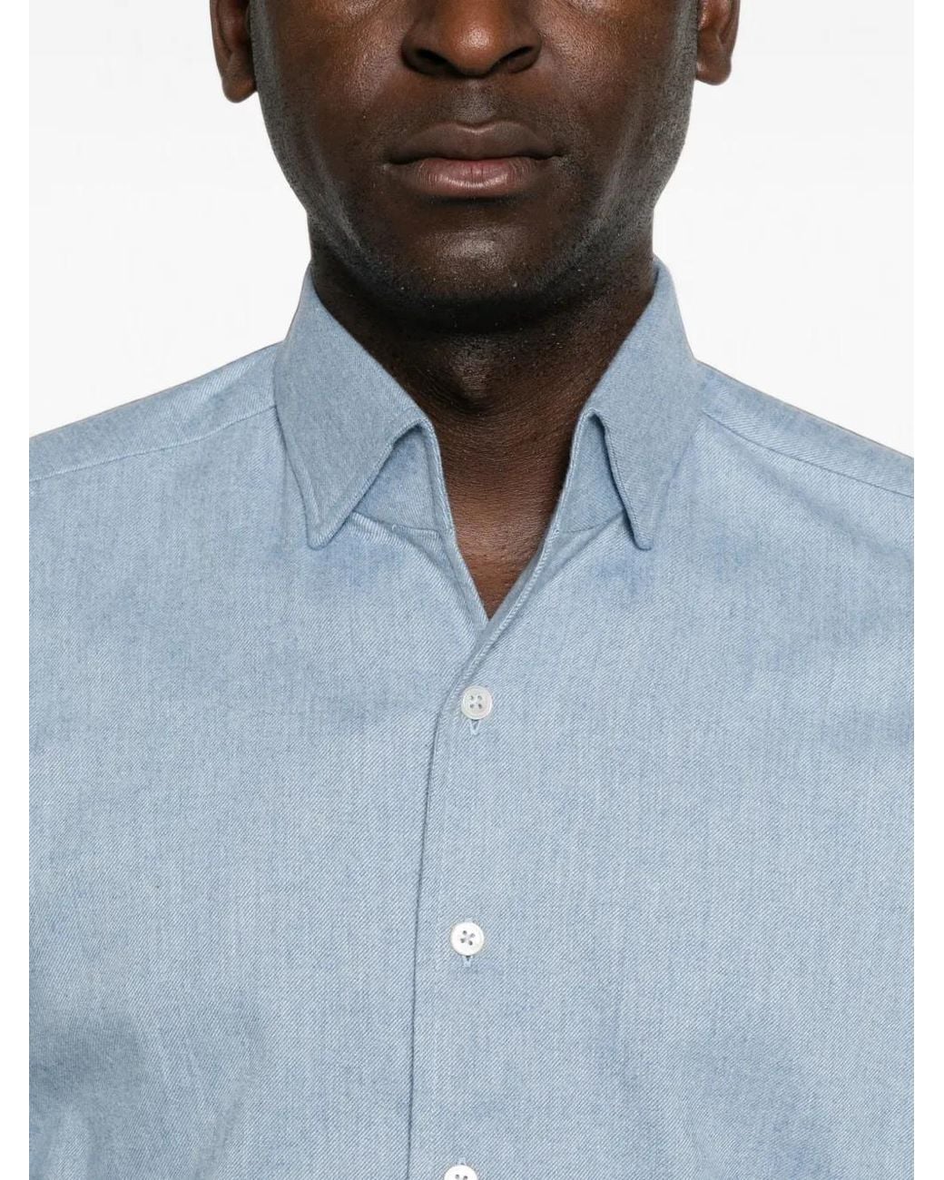 Camicia Button-Down di Gran Sasso in Blue da Uomo