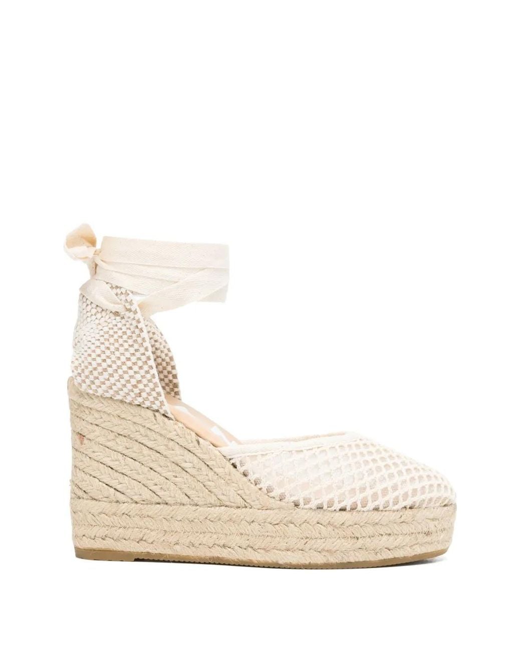 Manebí Natural Crochet-Knit Wedge Espadrilles