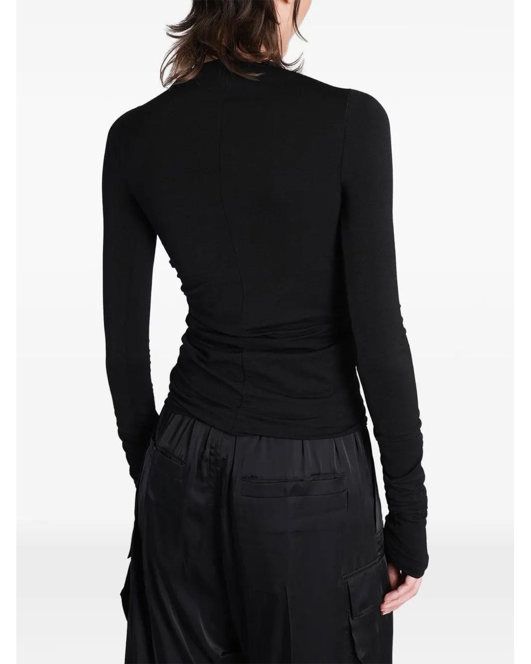 Rick Owens Black Tower Jersey Ls Prong Top