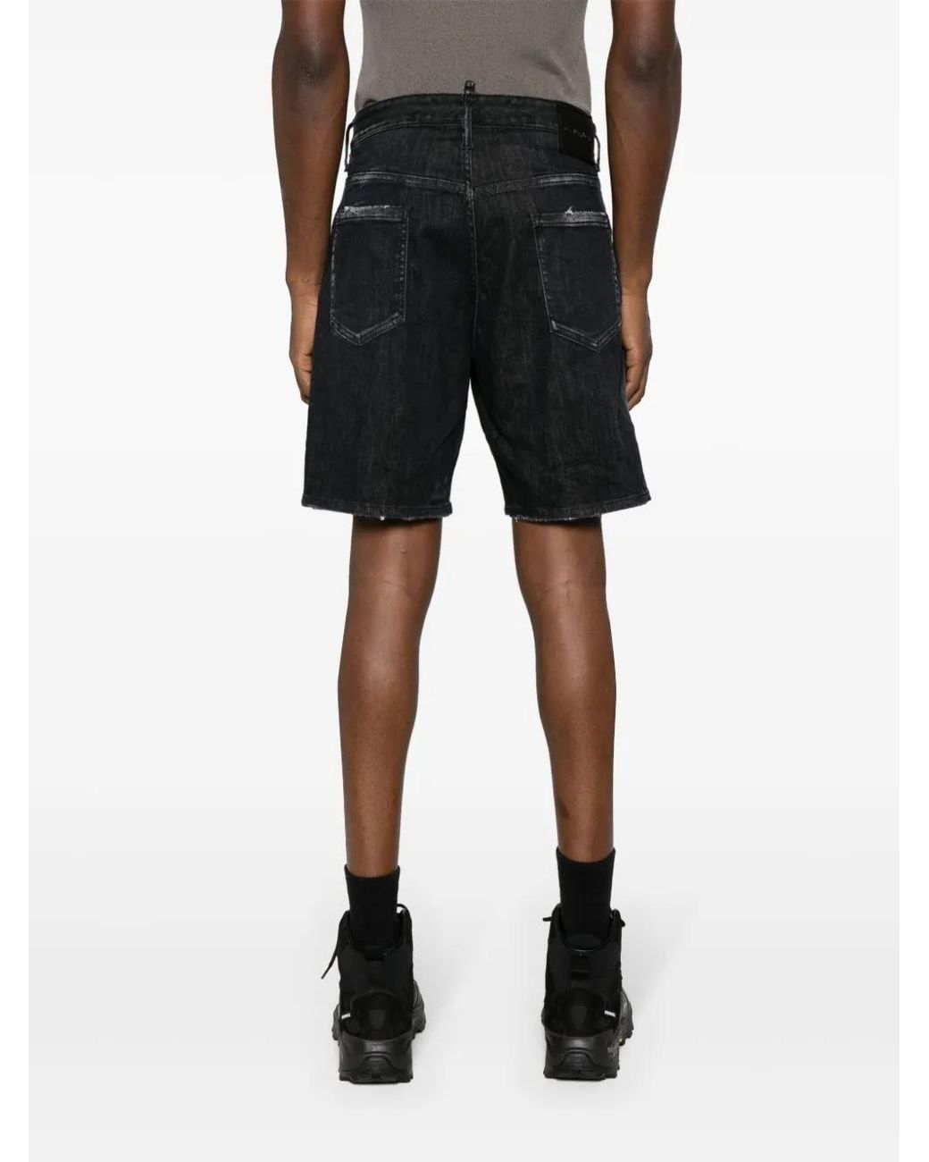 DSquared² Black Ciao Distressed Denim Shorts for men