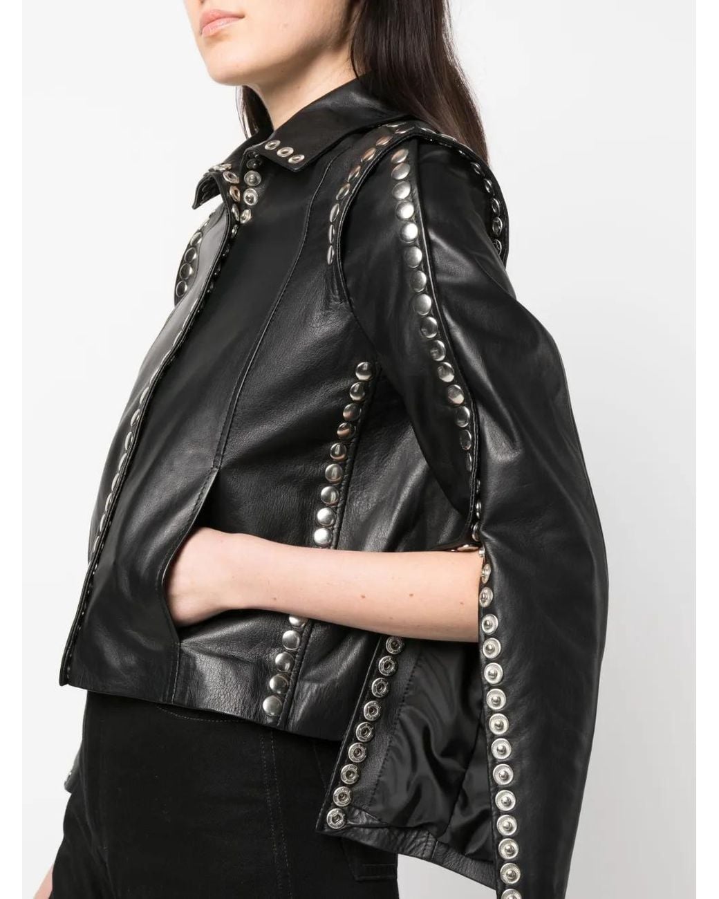 Dan Cassab Black Elvis Stud-Detailing Leather Jacket