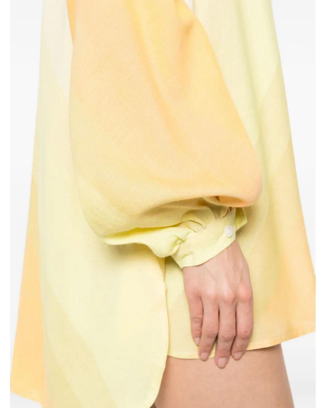 Marrakshi Life Yellow Long-Sleeve Buttoned Mini Dress