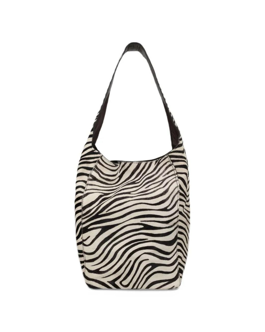 Alysi White Zebra-Print Medium Shoulder Bag
