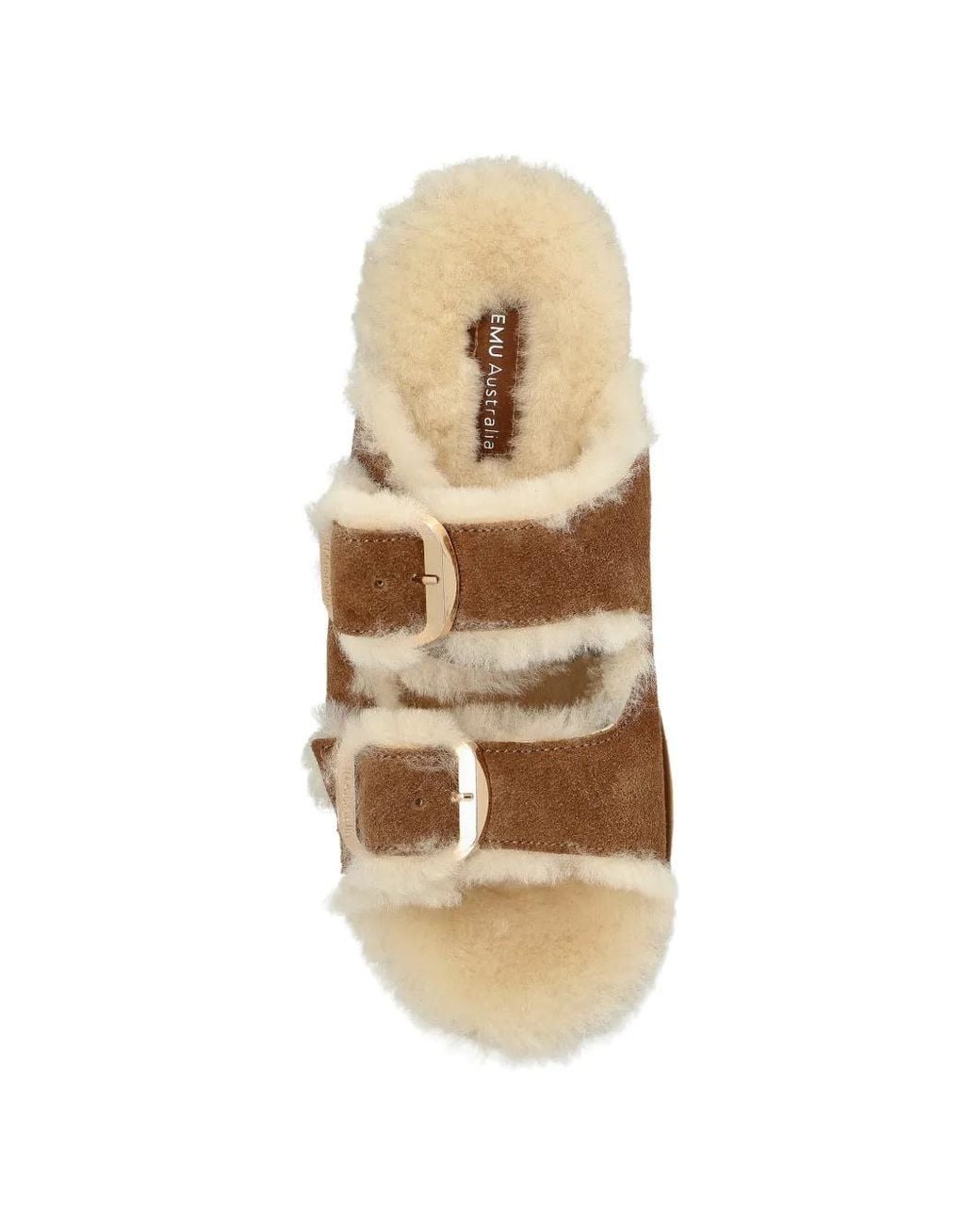 EMU Brown Cabello Shearling-Trim Platform Sandals