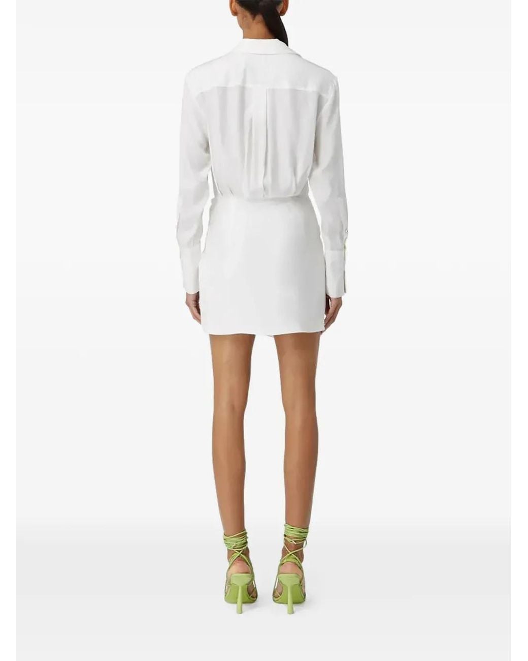 GAUGE81 White Naha Open-Neck Shirt Mini Dress