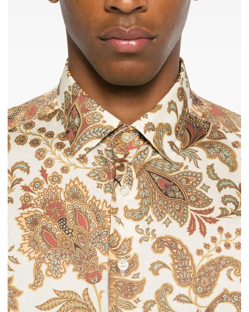 Etro Natural Paisley-Print Cotton Shirt for men
